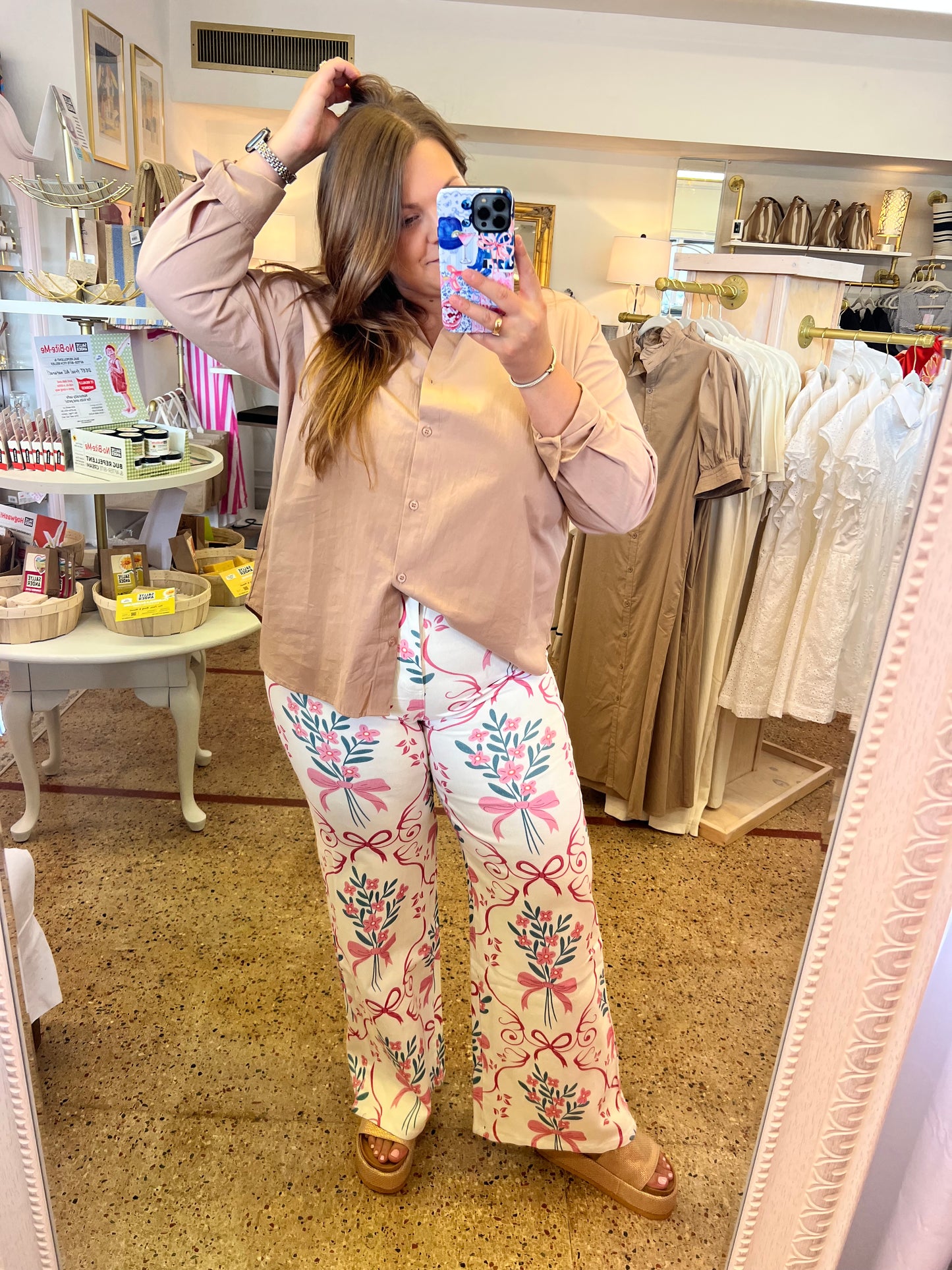 Flower Bow Print Jeans