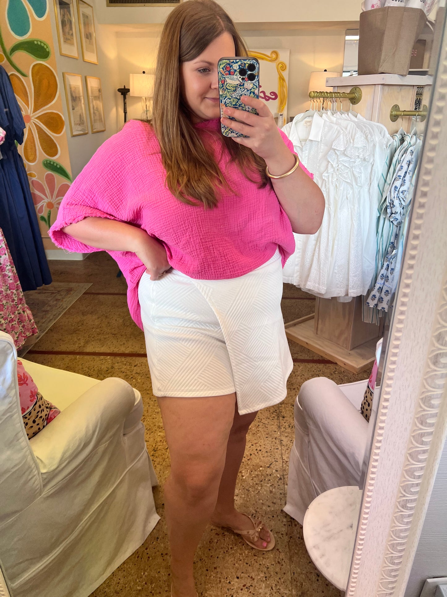Quilted Knit Skort-White