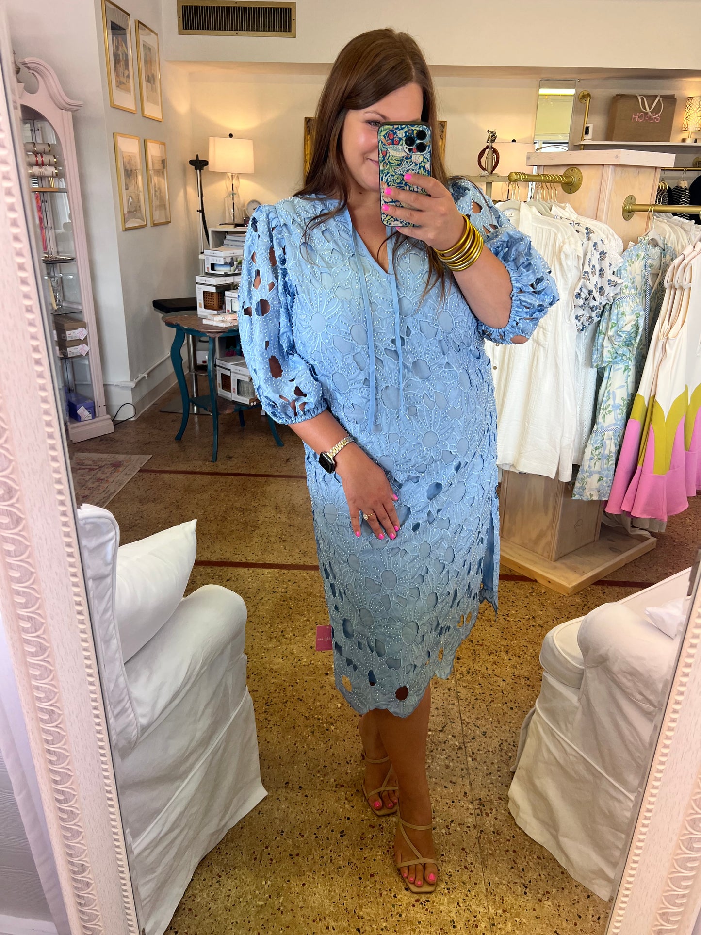 Pamela Poppy Beaded Midi Dress