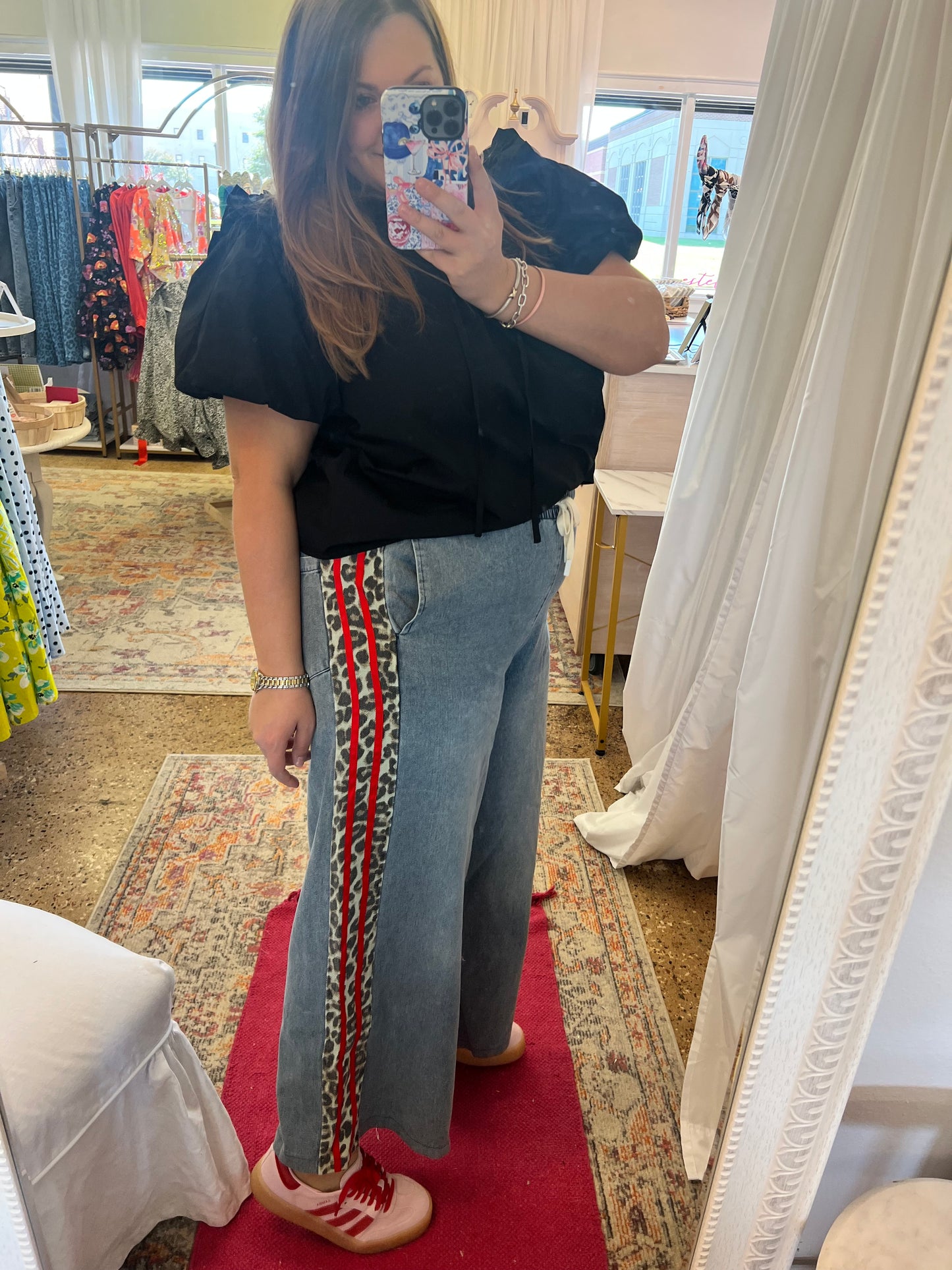 Wide Leg Cheetah Stripe Jeans