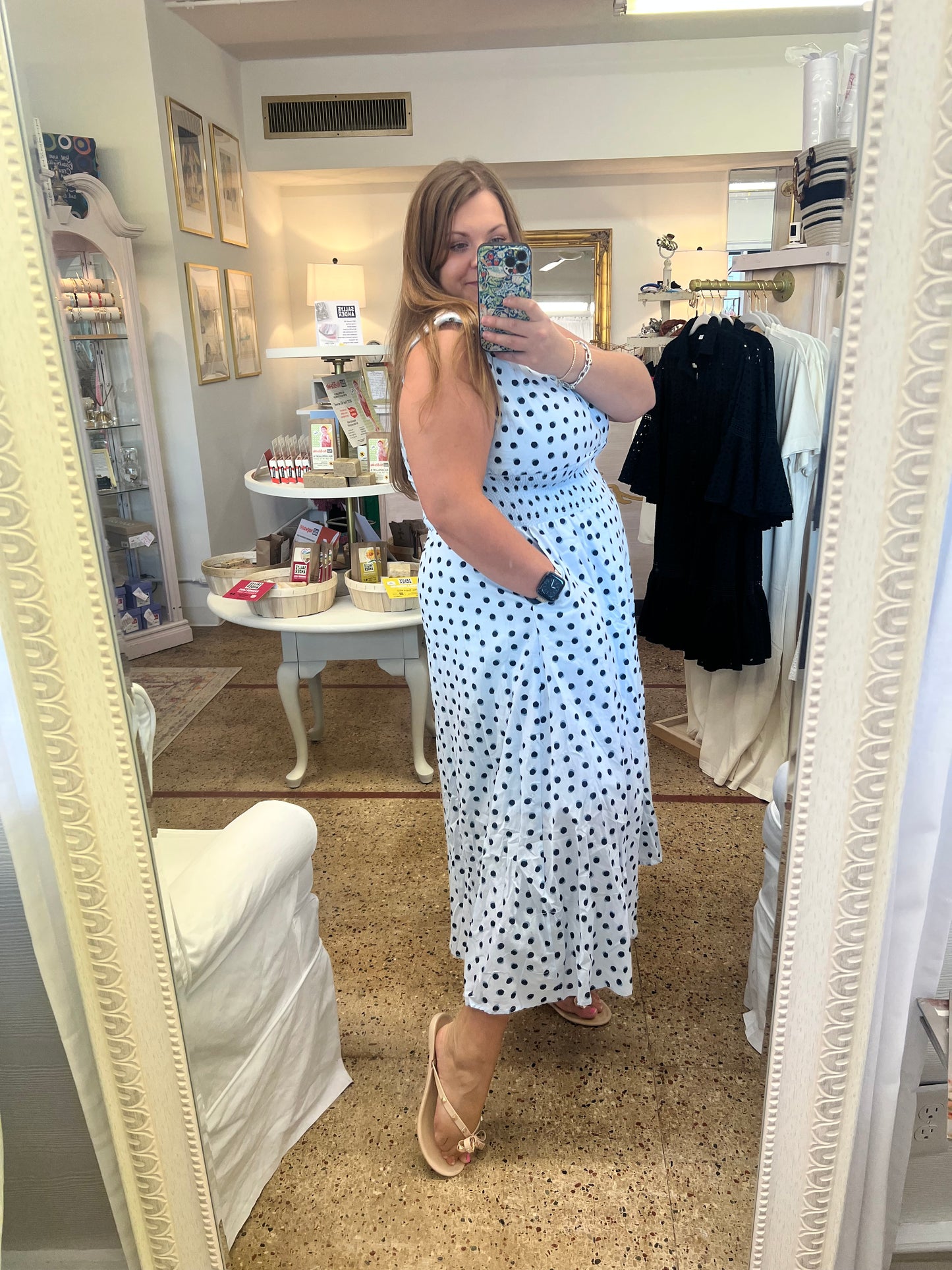 Polka Dot Zipper Midi Dress