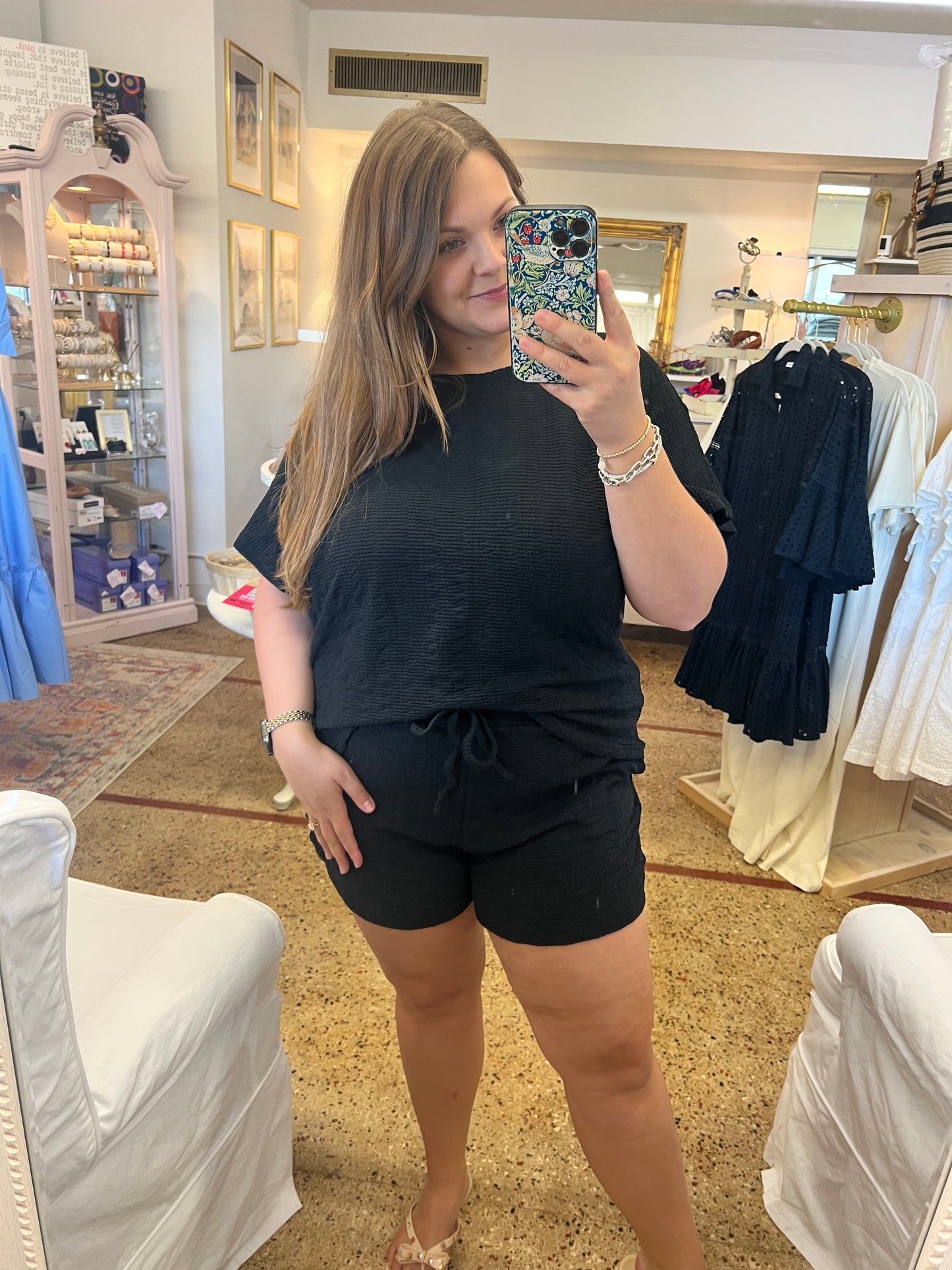 Textured Knit Top & Shorts Set