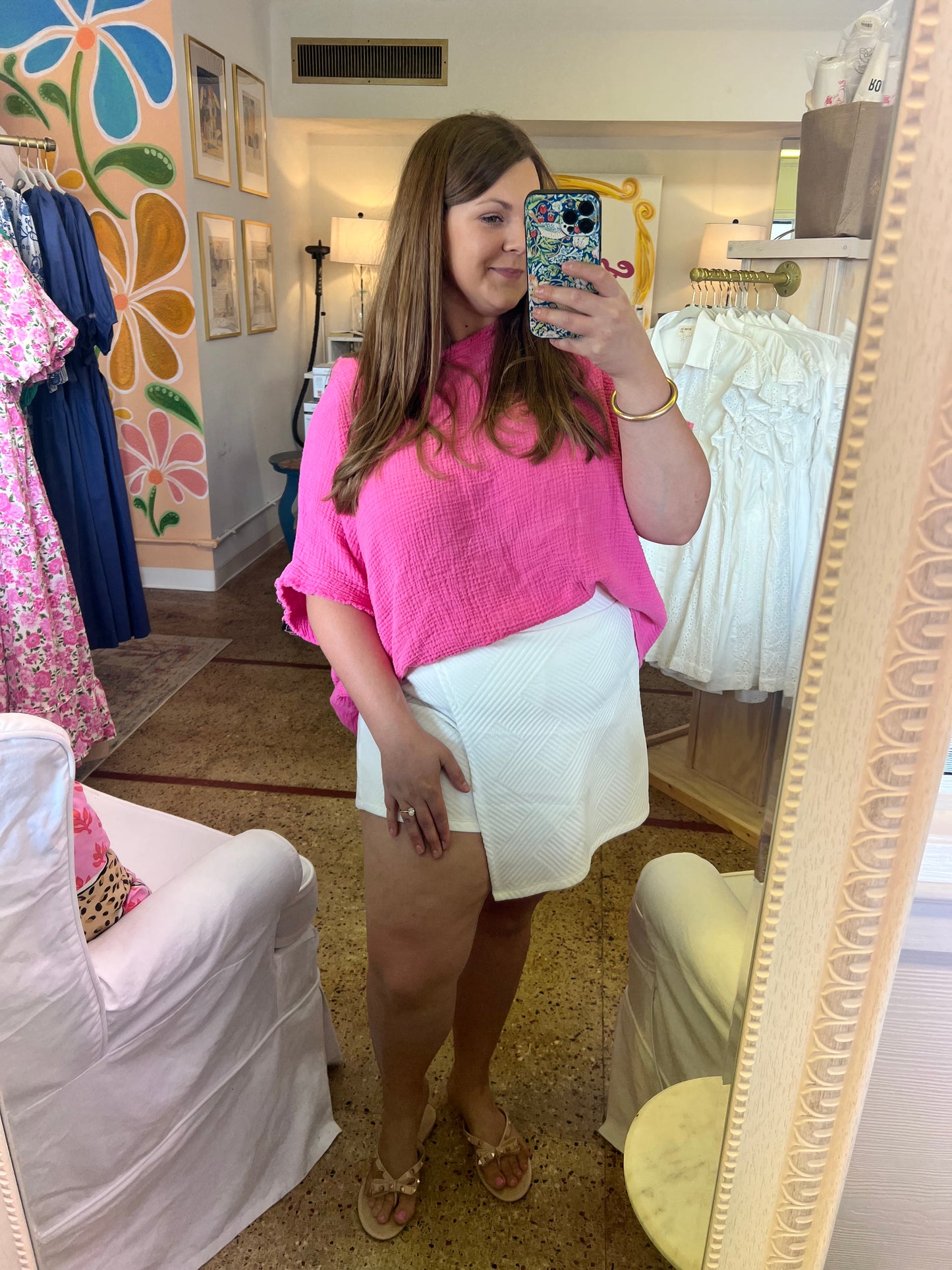 Quilted Knit Skort-White