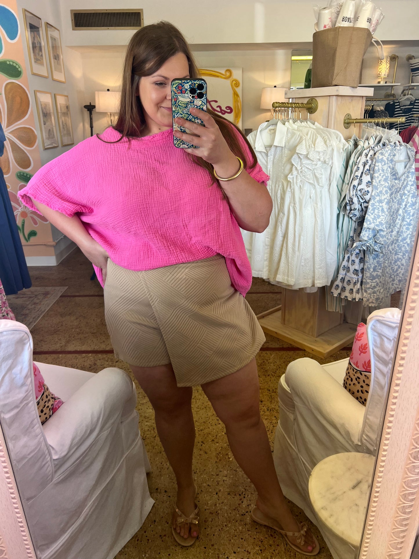 Quilted Knit Skort-Khaki