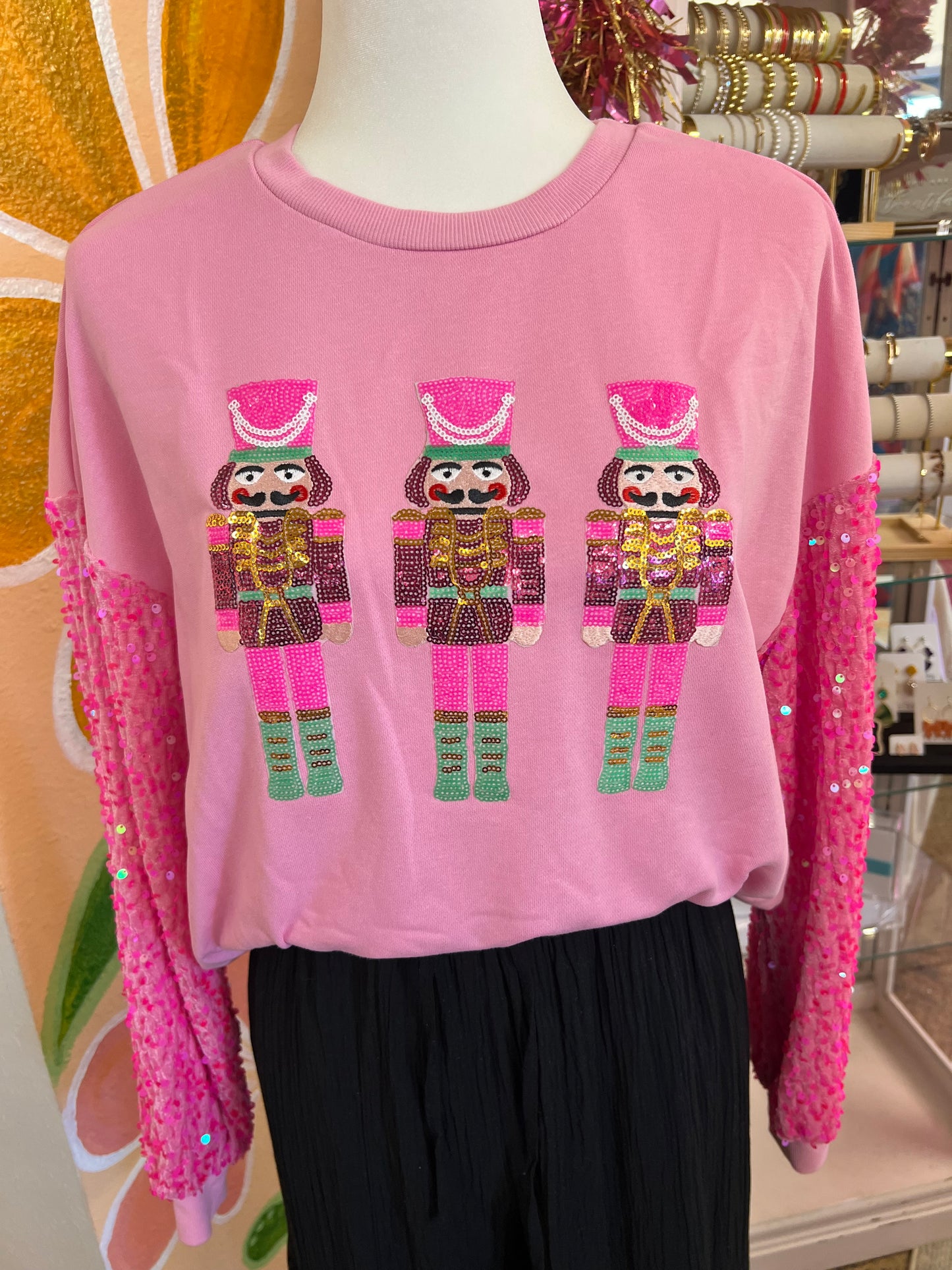 Sequin Sleeve Nutcracker Sweatshirt