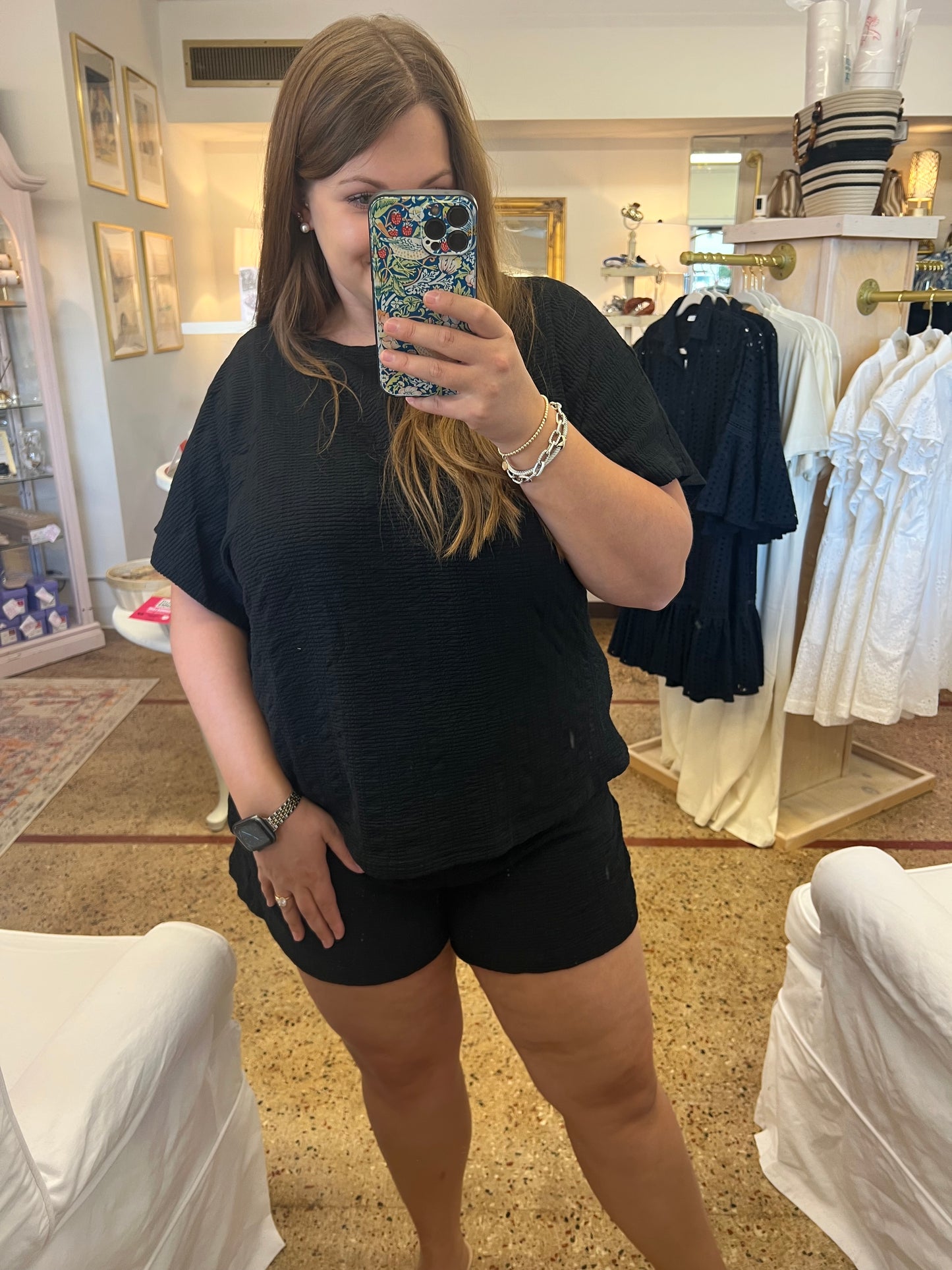 Textured Knit Top & Shorts Set