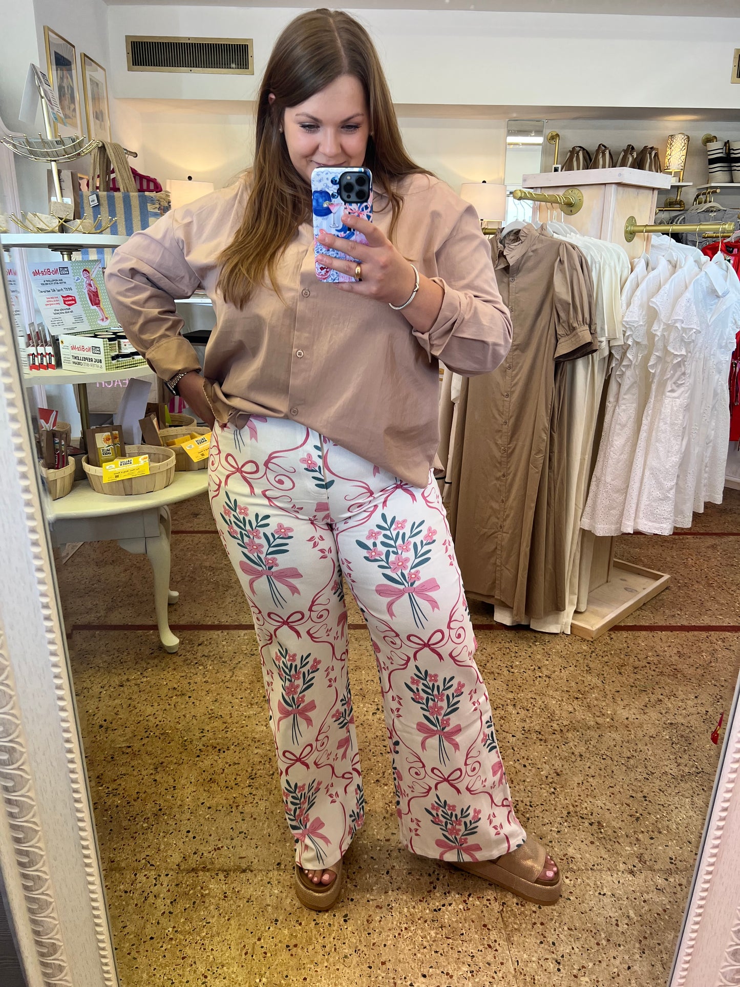 Flower Bow Print Jeans