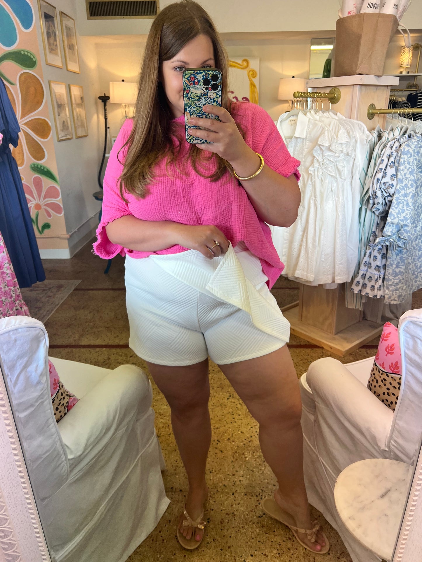 Quilted Knit Skort-White
