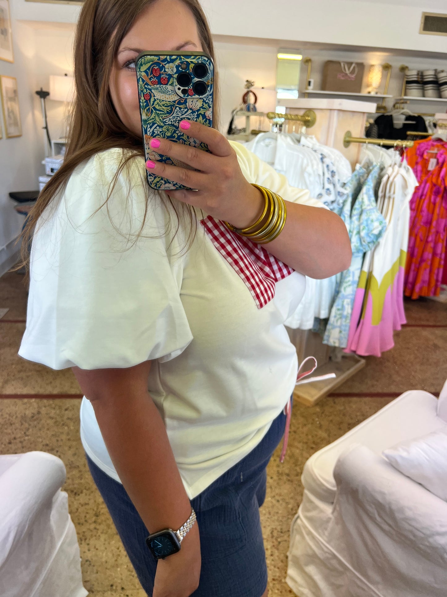 Flag Patch Puff Sleeve Top