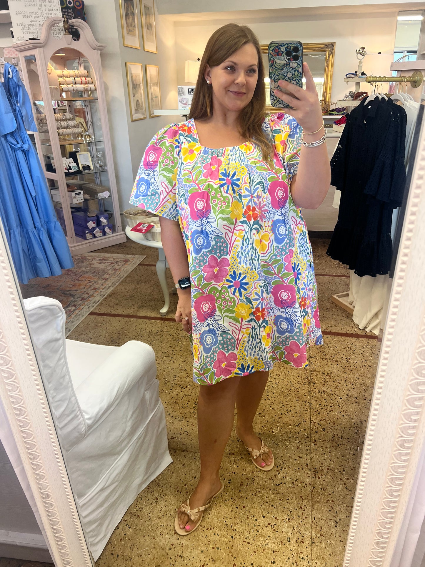 Floral Flutter Sleeve Mini Dress