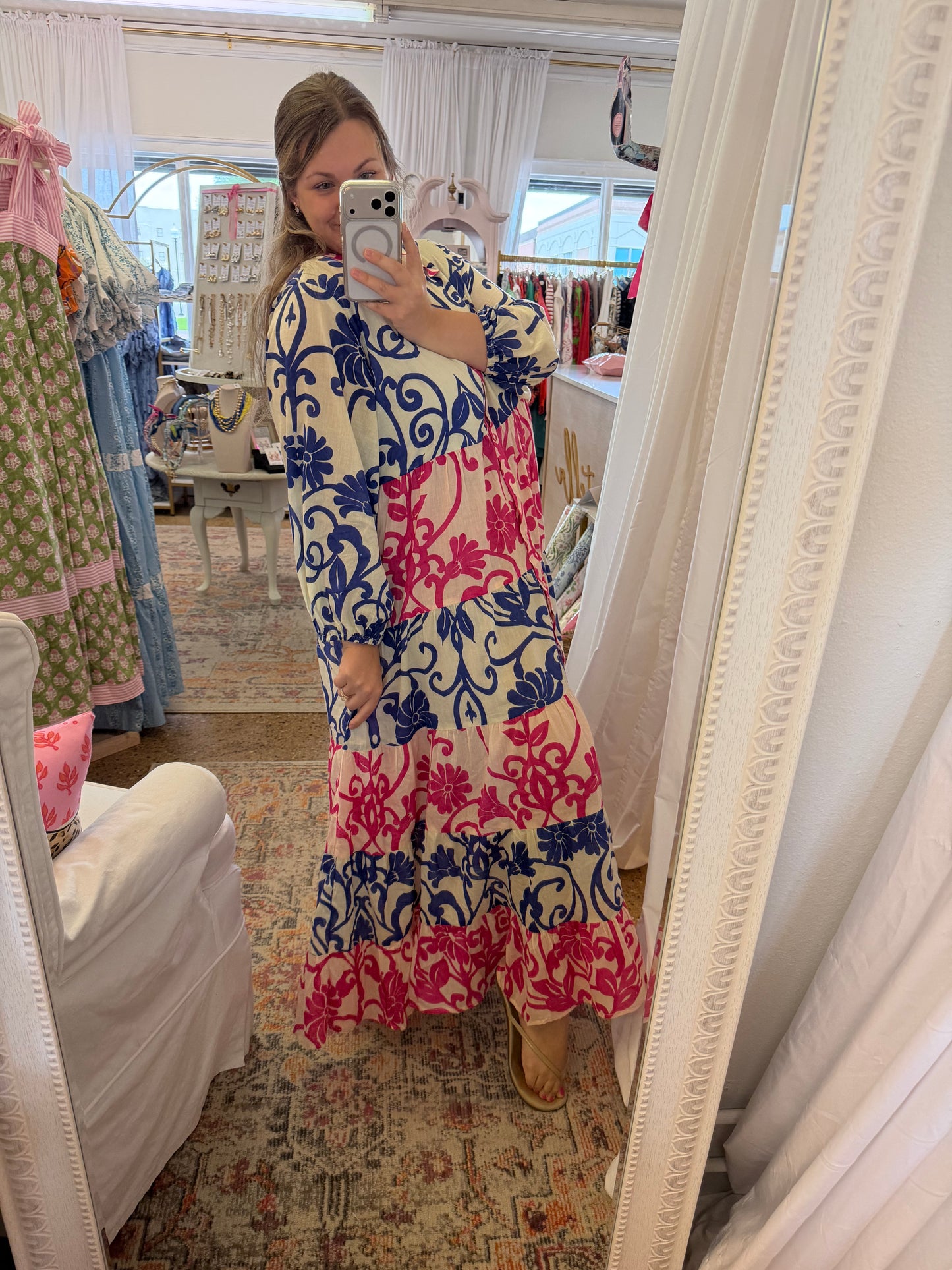 Bold Colorful Button Down Maxi Dress