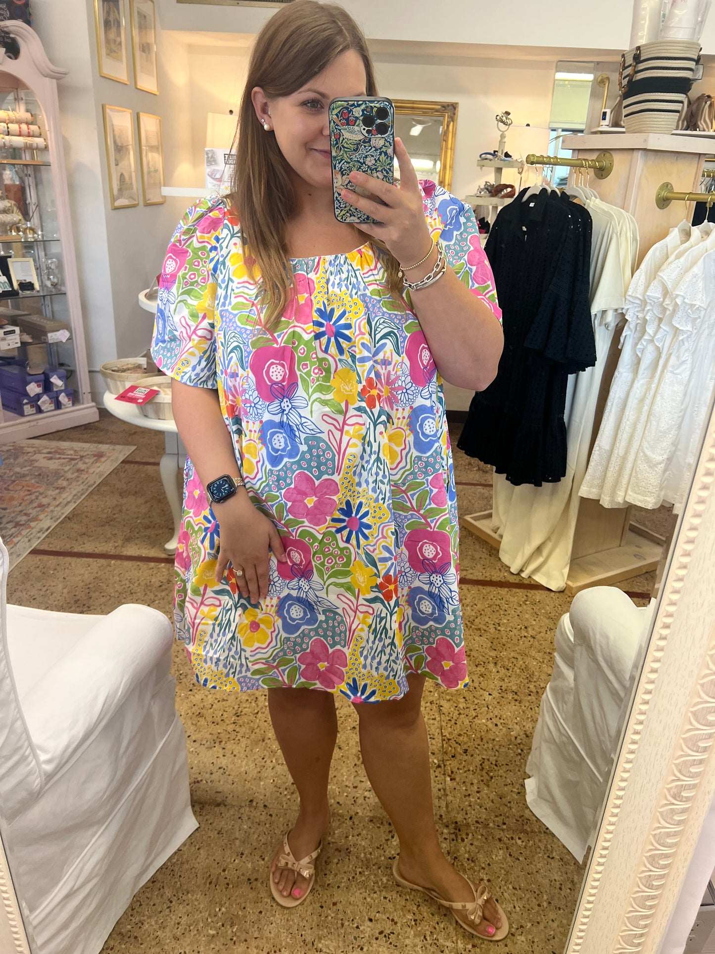 Floral Flutter Sleeve Mini Dress