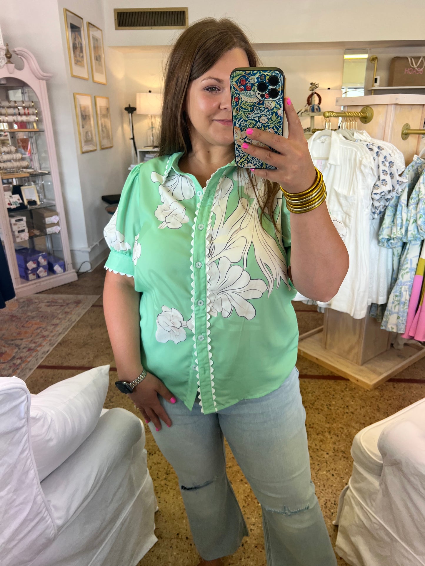 Ric Rac Floral Button Down