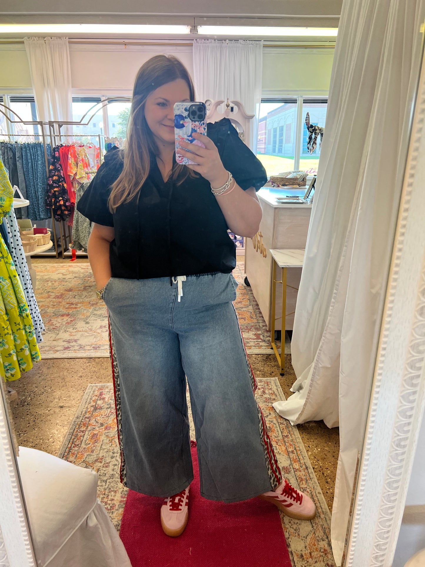 Wide Leg Cheetah Stripe Jeans