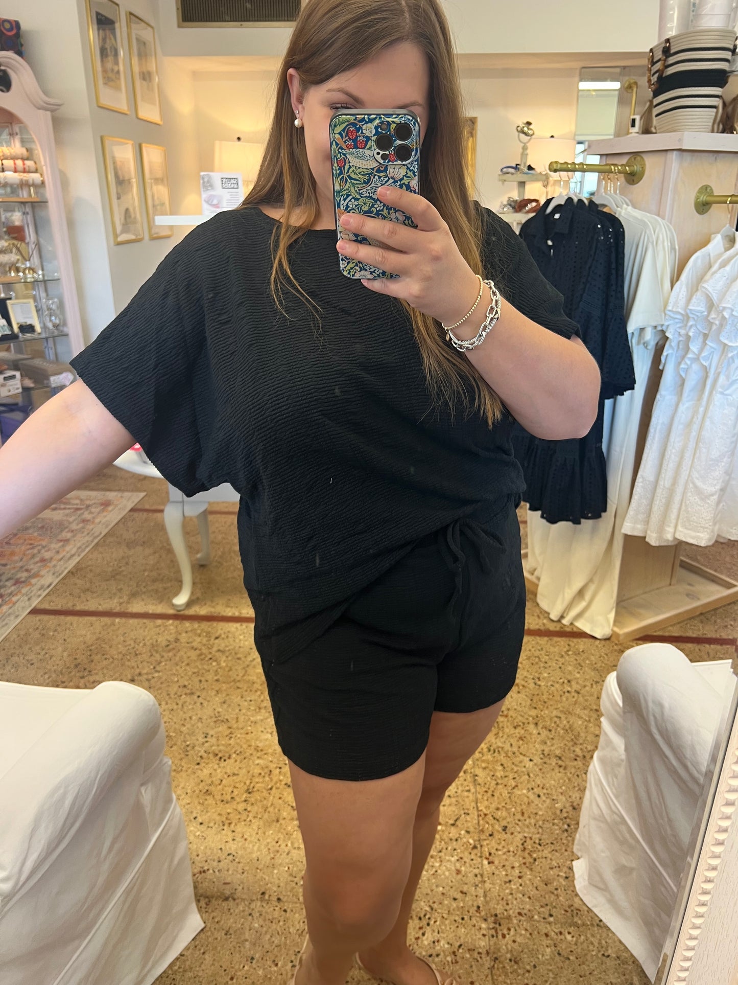 Textured Knit Top & Shorts Set
