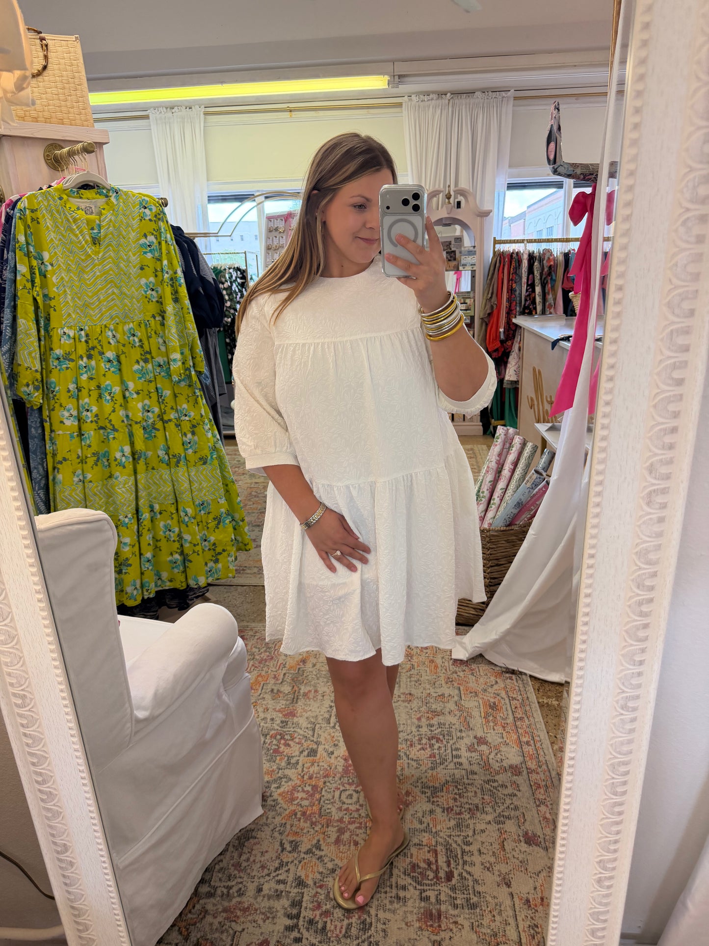 Textured A-Line Swing Dress