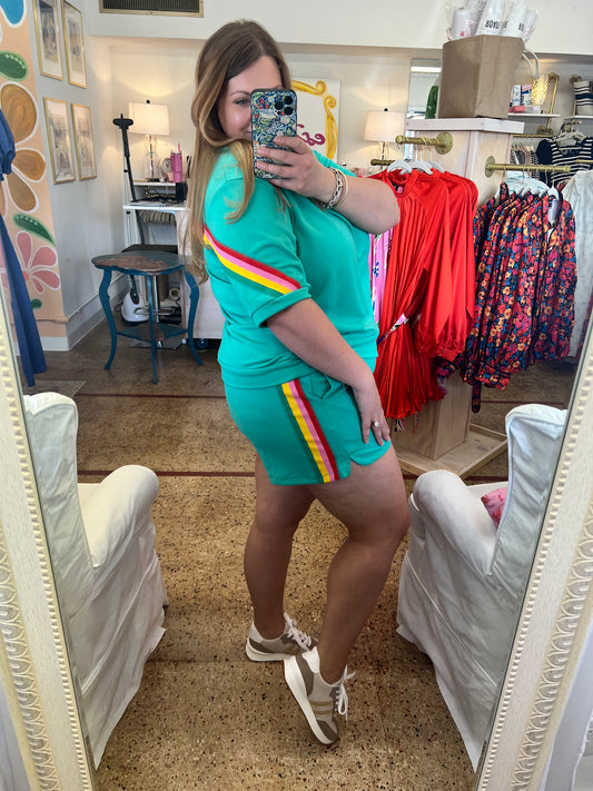 Rainbow Collared Short Set