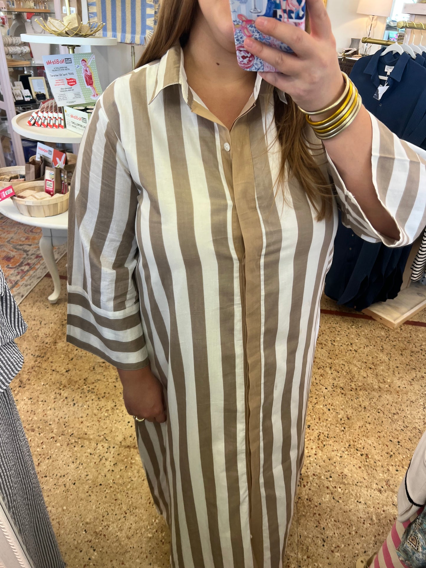 Khaki Stripe Cabana Dress