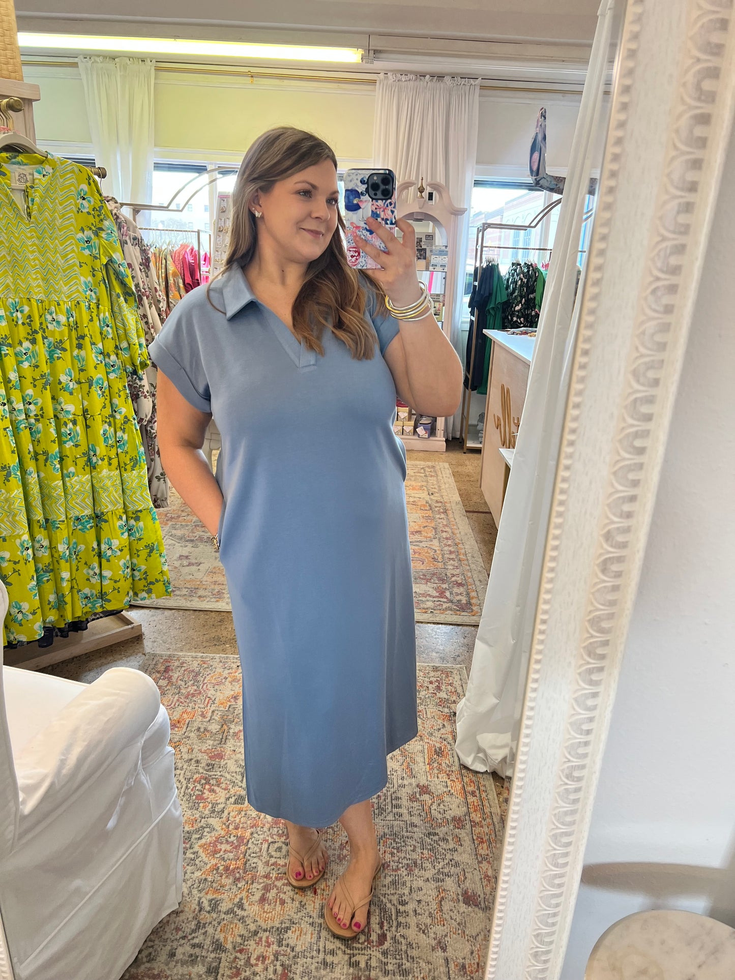 Collared Modal V-Neck Dress