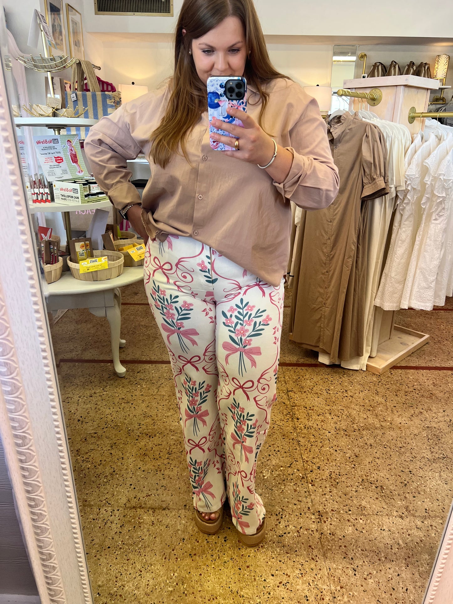 Flower Bow Print Jeans