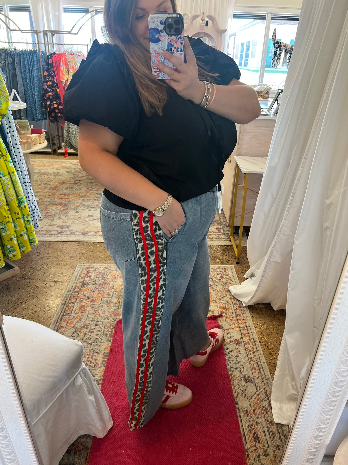 Wide Leg Cheetah Stripe Jeans