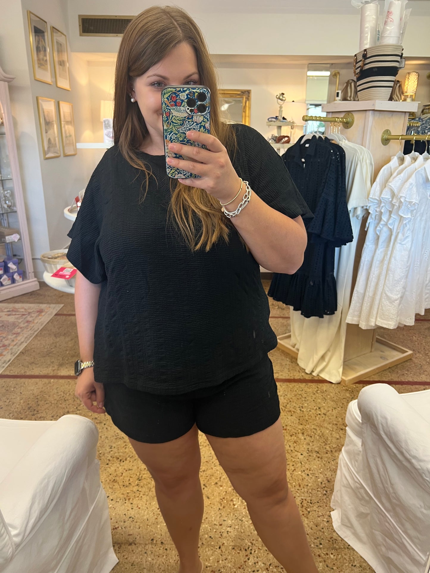 Textured Knit Top & Shorts Set