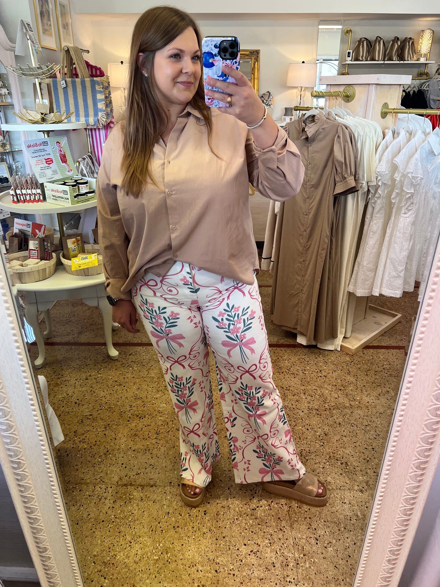 Flower Bow Print Jeans