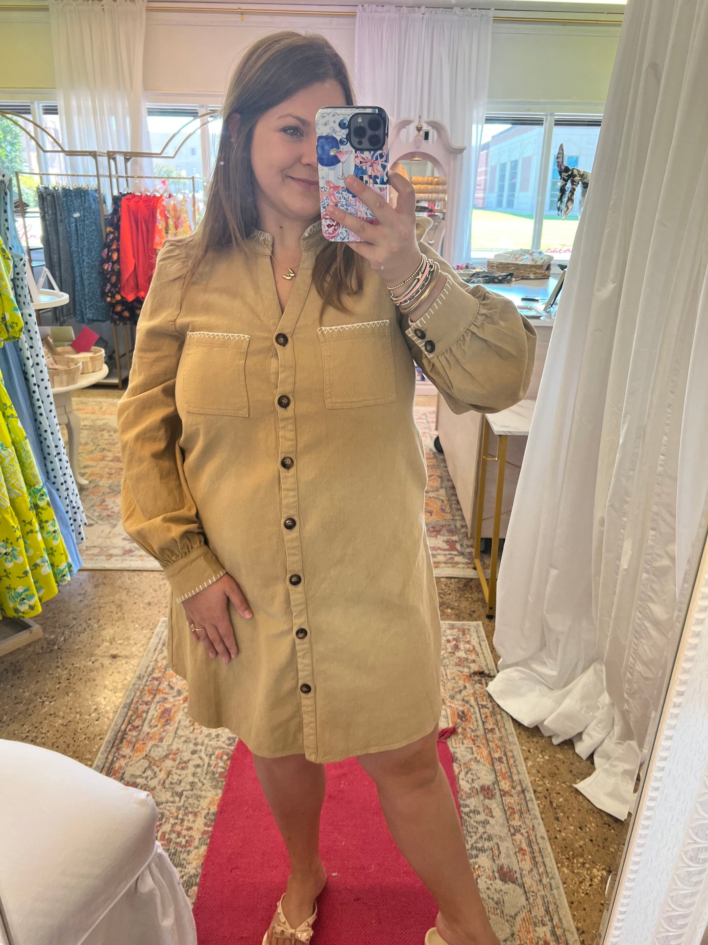 Stitch Button Down Twill Dress