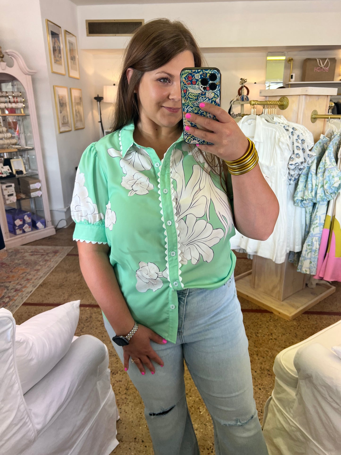 Ric Rac Floral Button Down