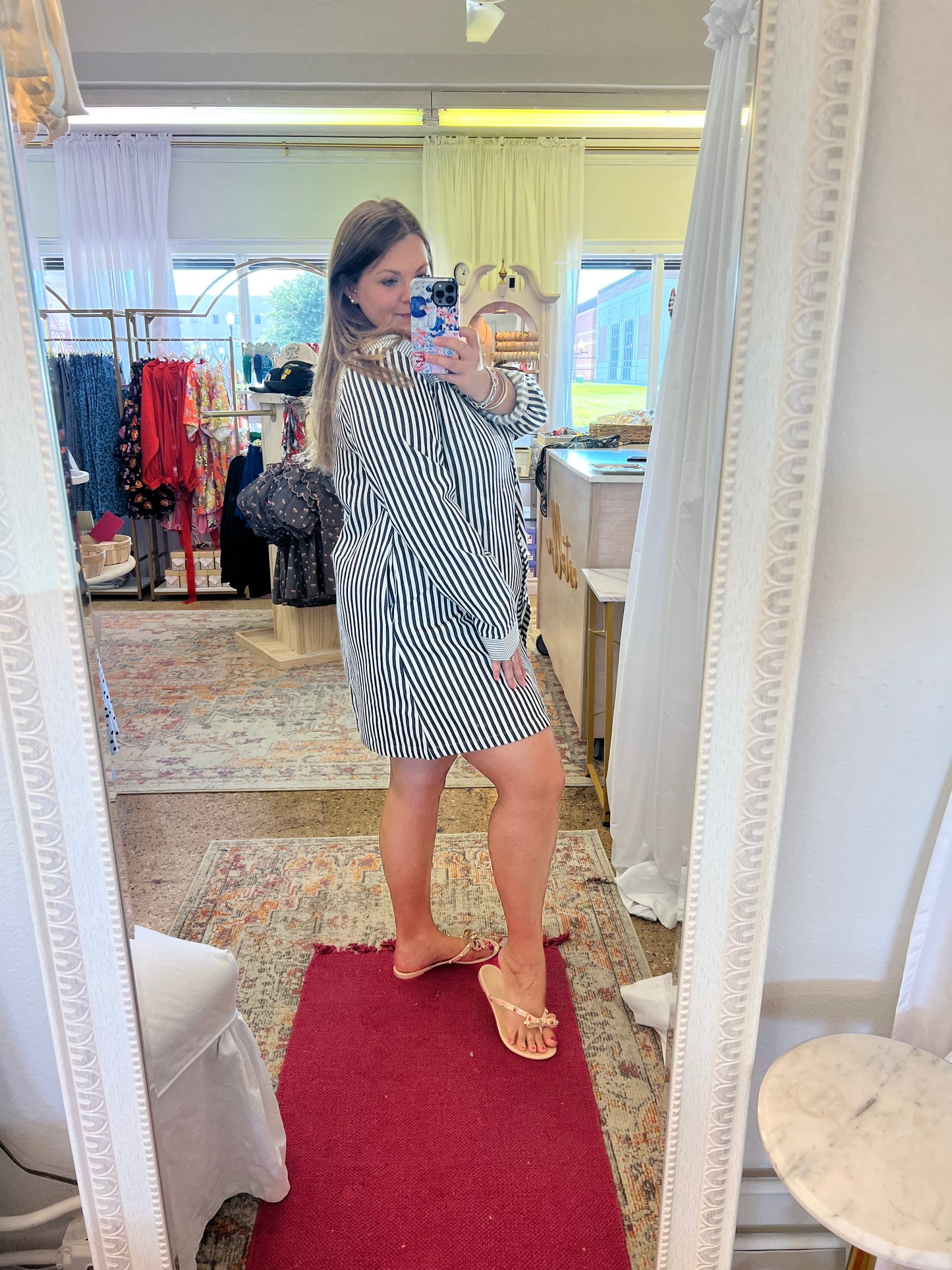Navy Stripe Babydoll Dress
