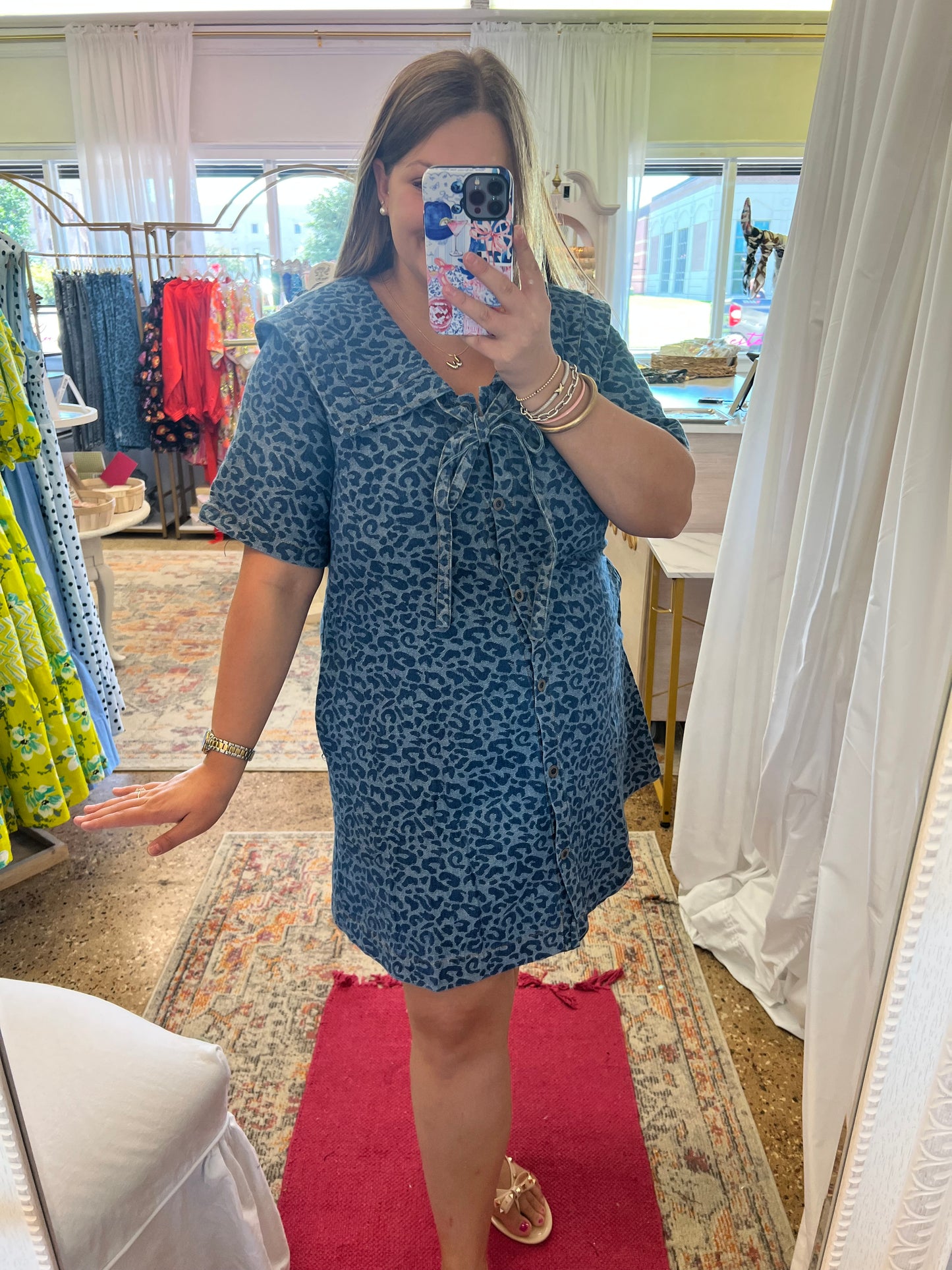 Denim Leopard Dress
