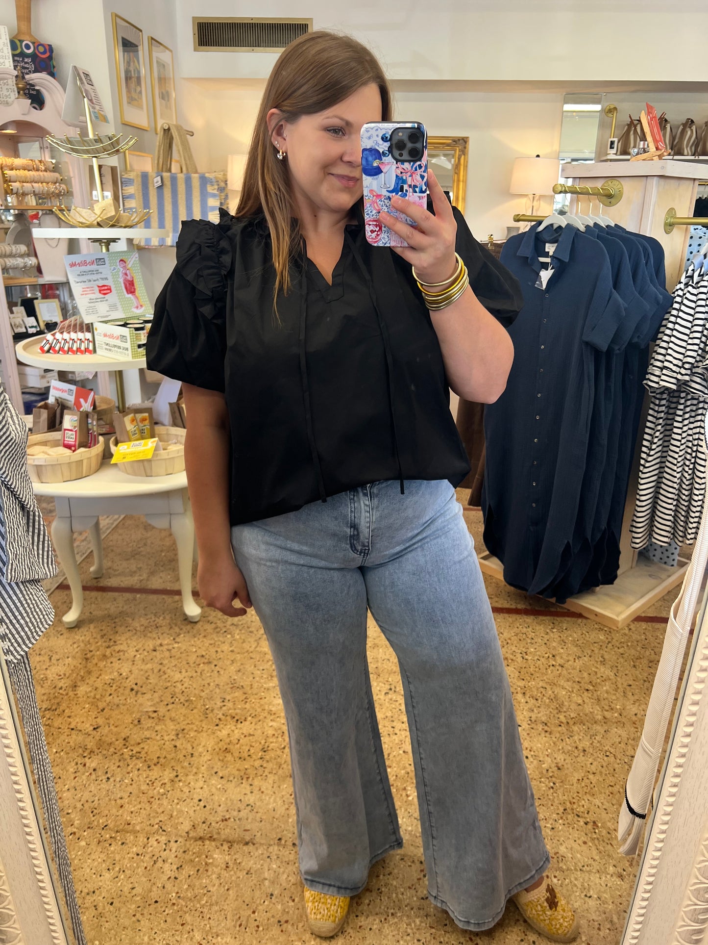 Puff Sleeve Ruffle Blouse