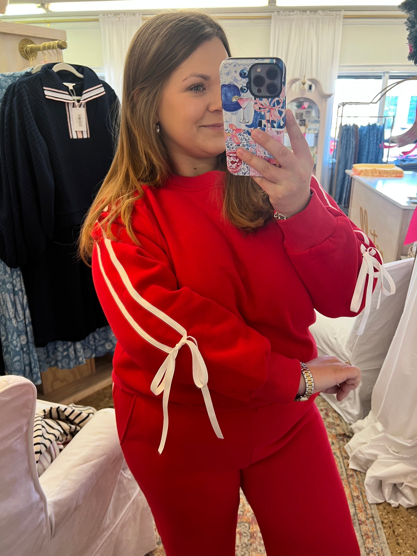 Side Lined Bow Sweatsuit