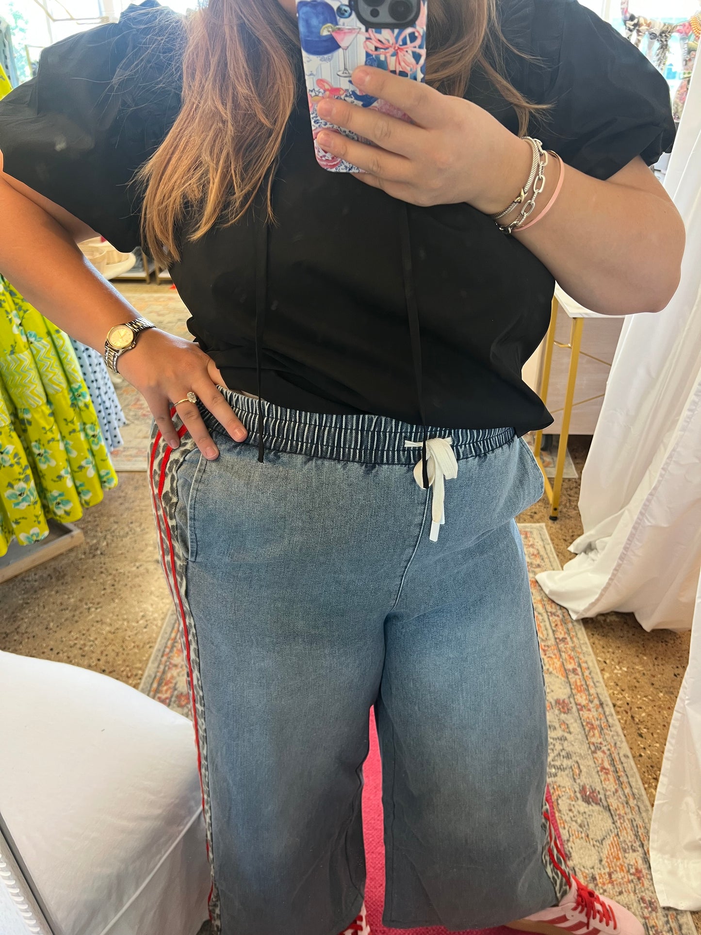 Wide Leg Cheetah Stripe Jeans