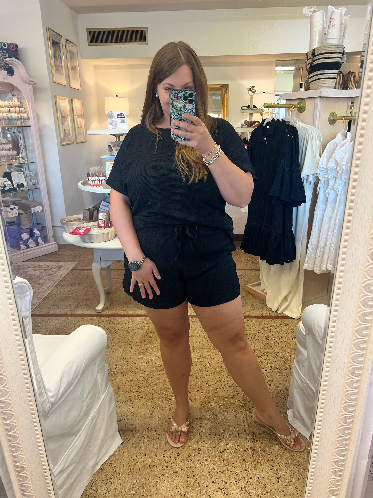 Textured Knit Top & Shorts Set