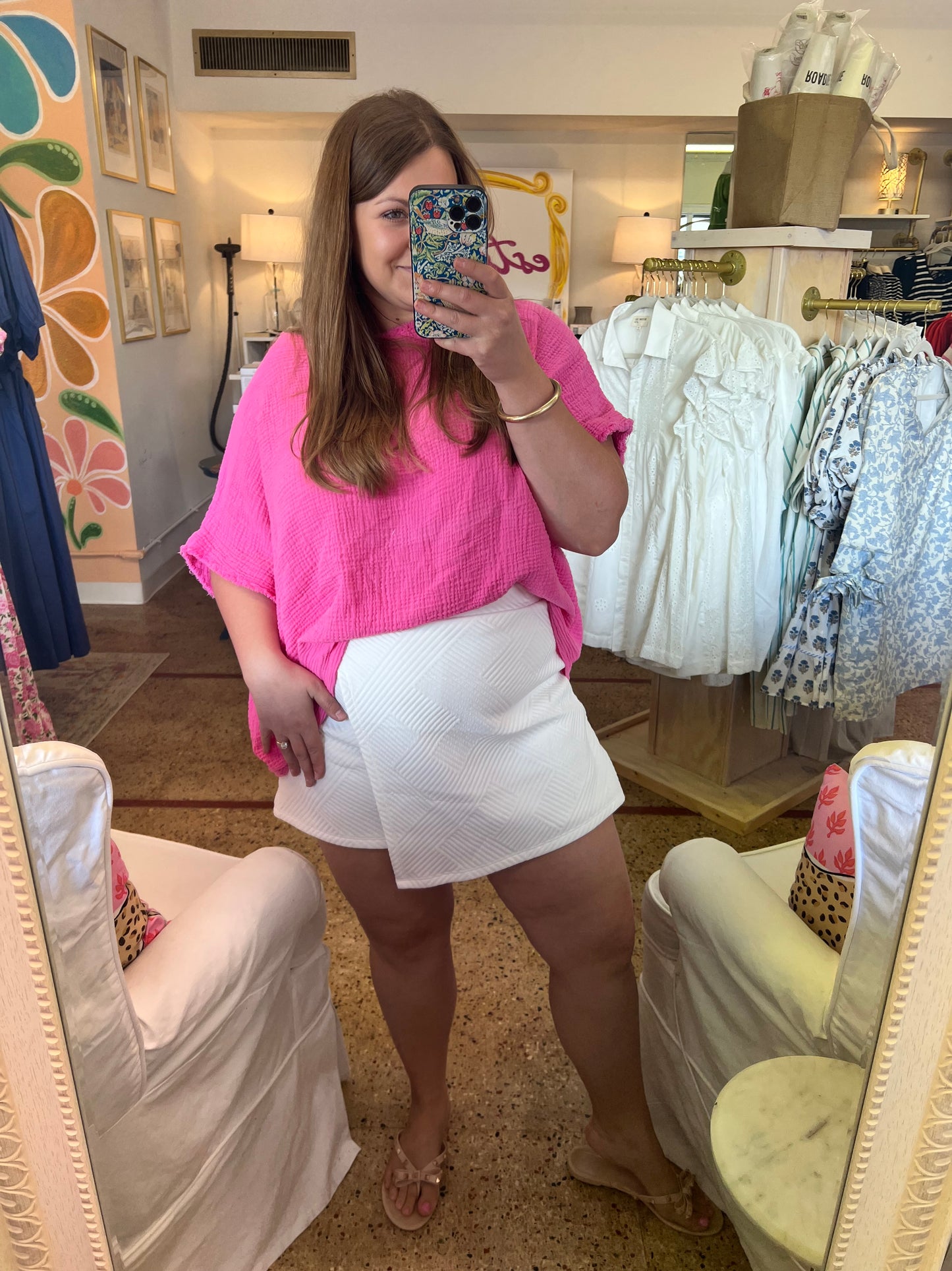 Quilted Knit Skort-White