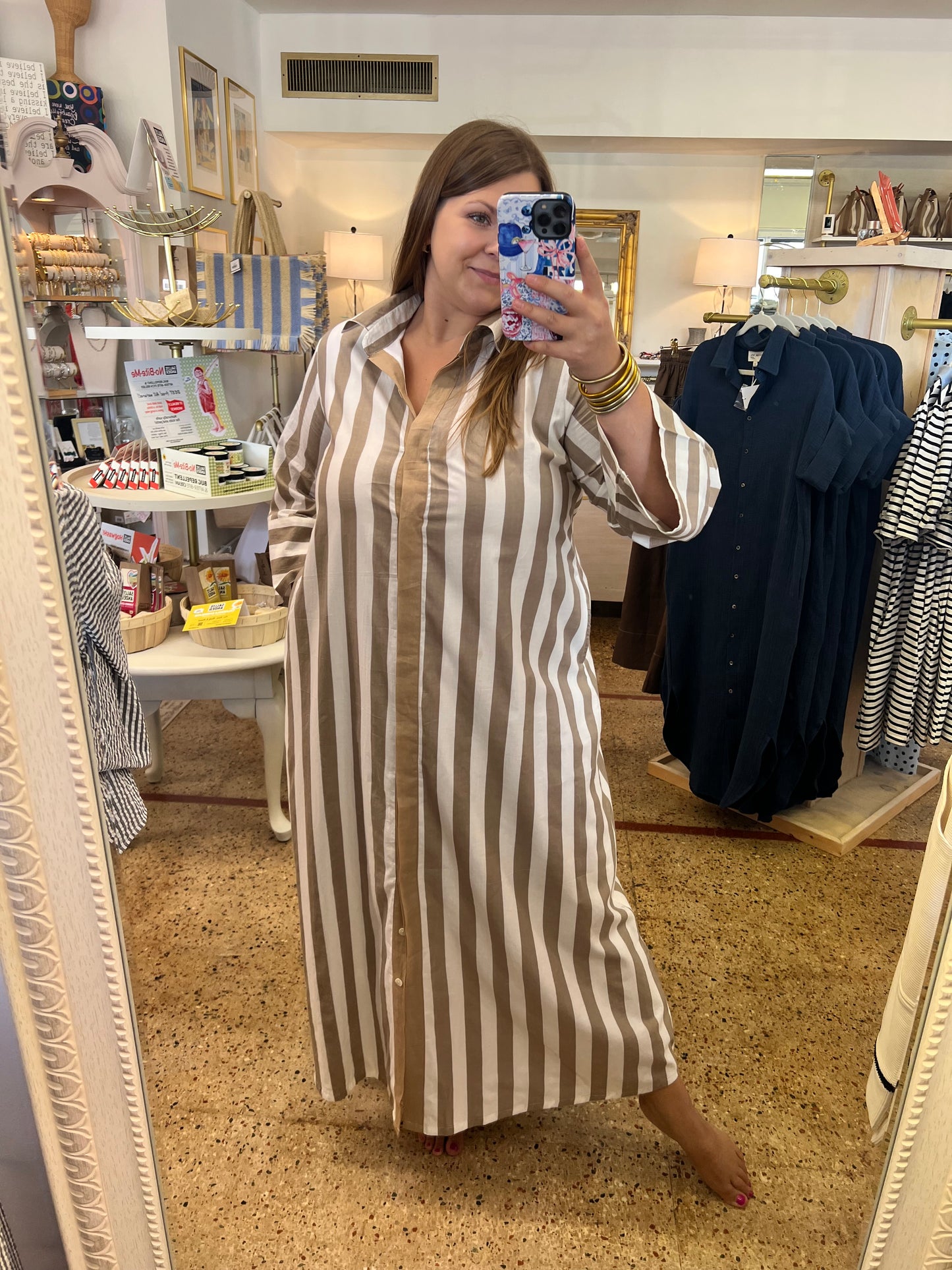 Khaki Stripe Cabana Dress