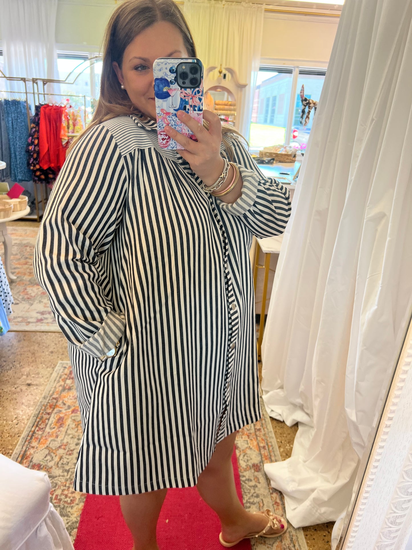 Navy Stripe Babydoll Dress