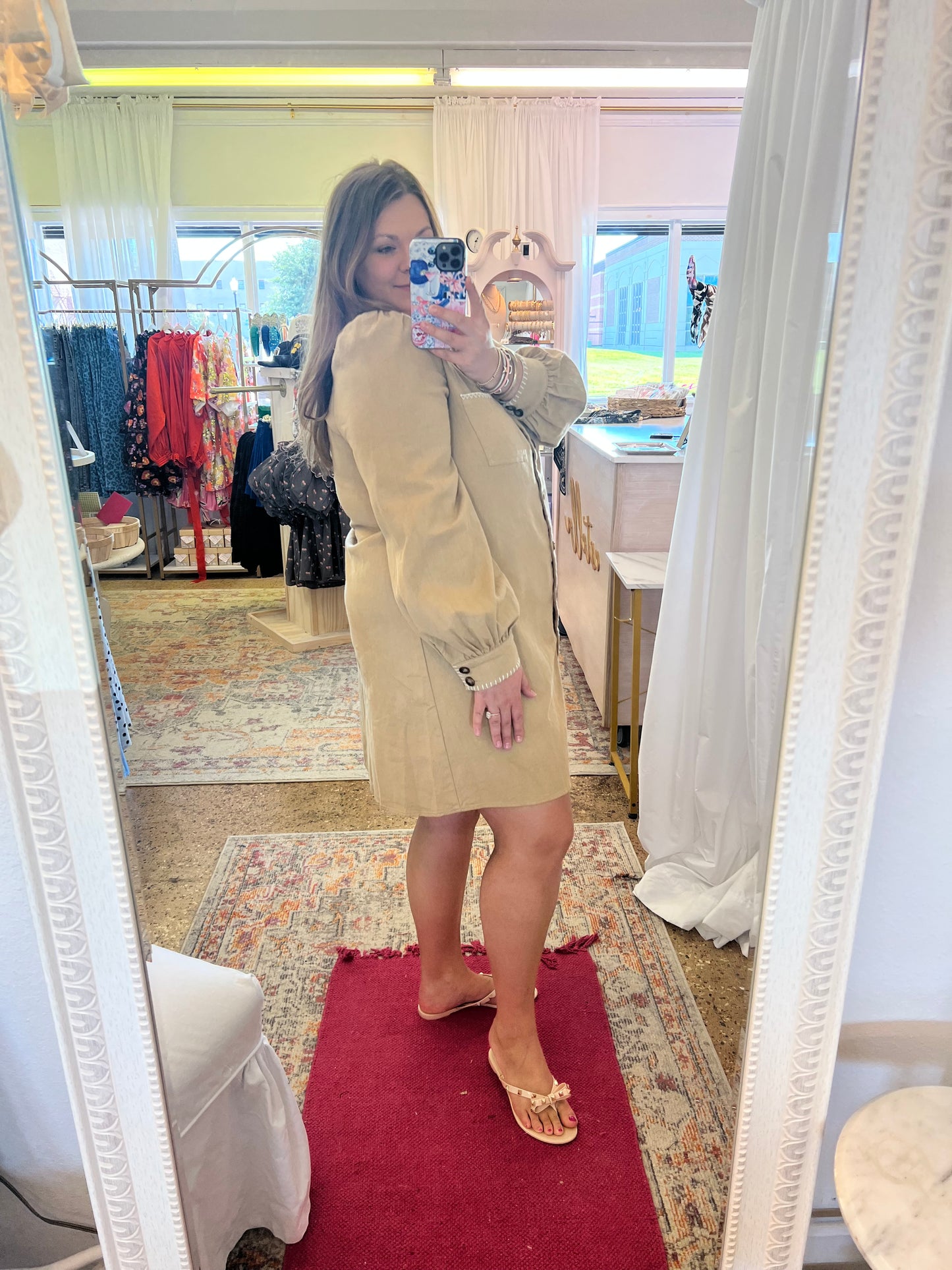 Stitch Button Down Twill Dress