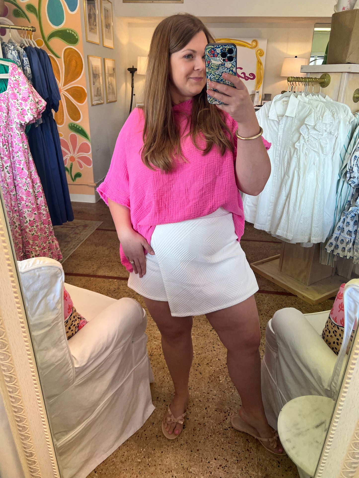 Quilted Knit Skort-White
