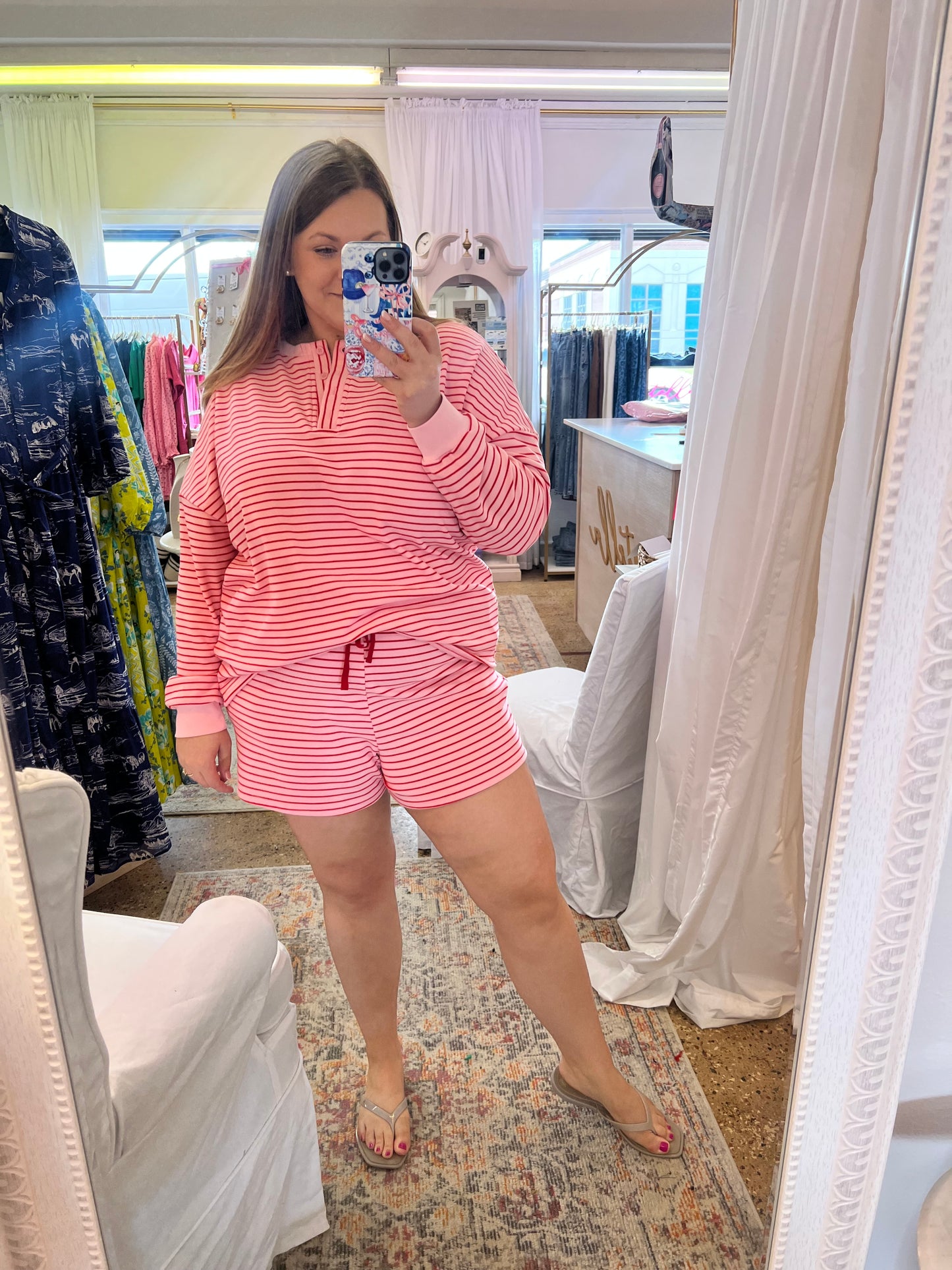 Strawberry Pinstripe Short Set