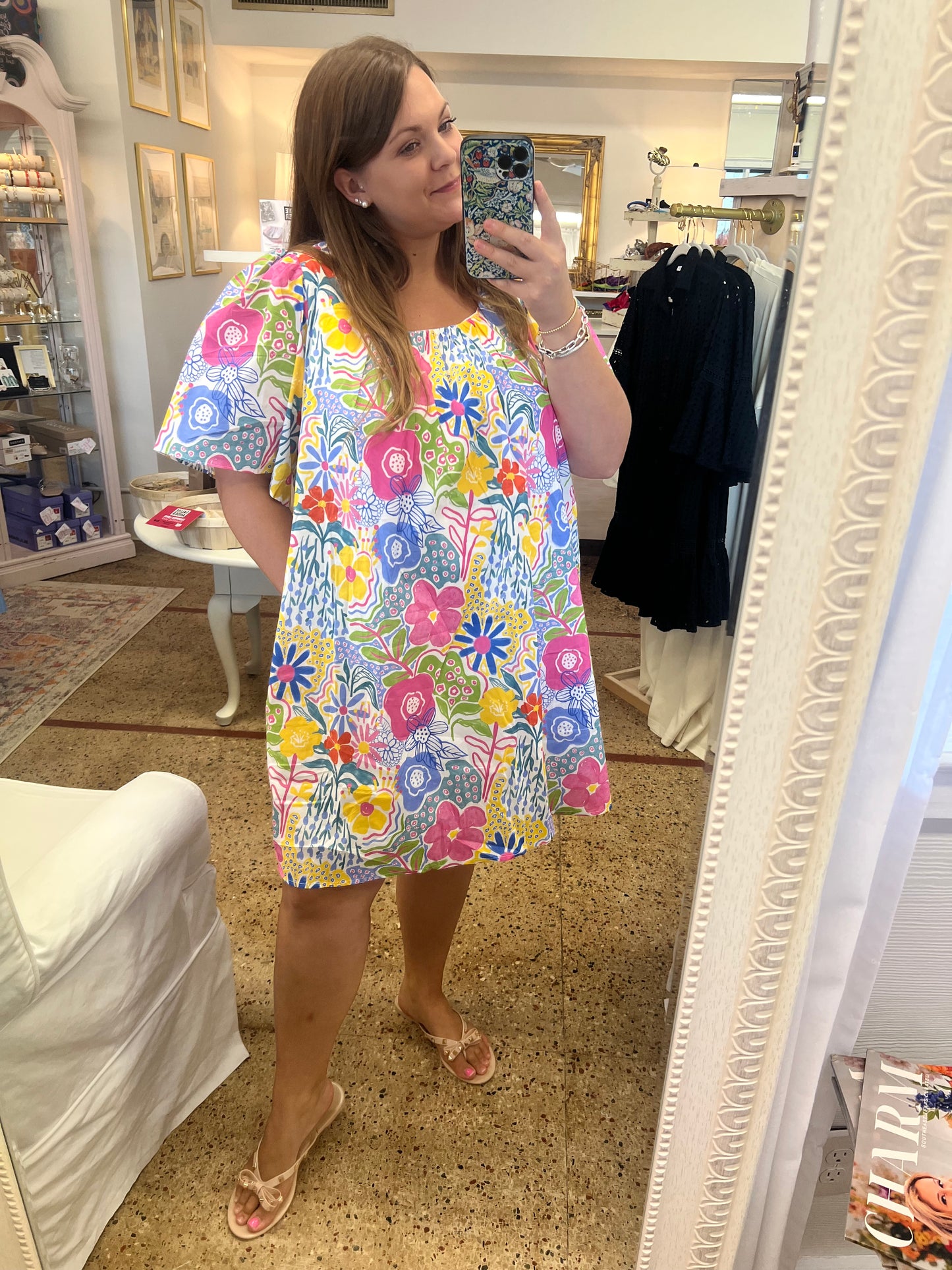 Floral Flutter Sleeve Mini Dress