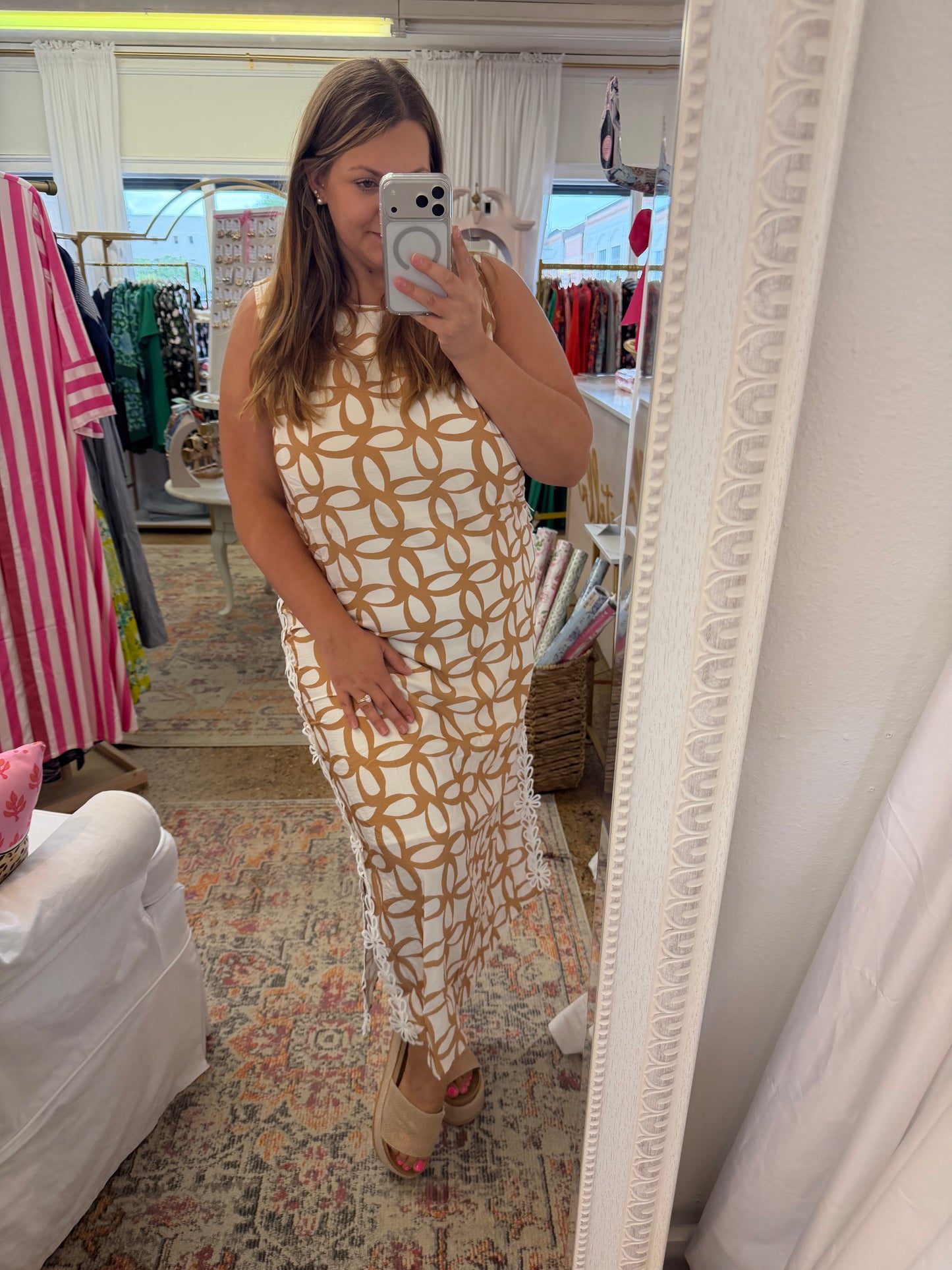 Taupe Retro Sleeveless Dress