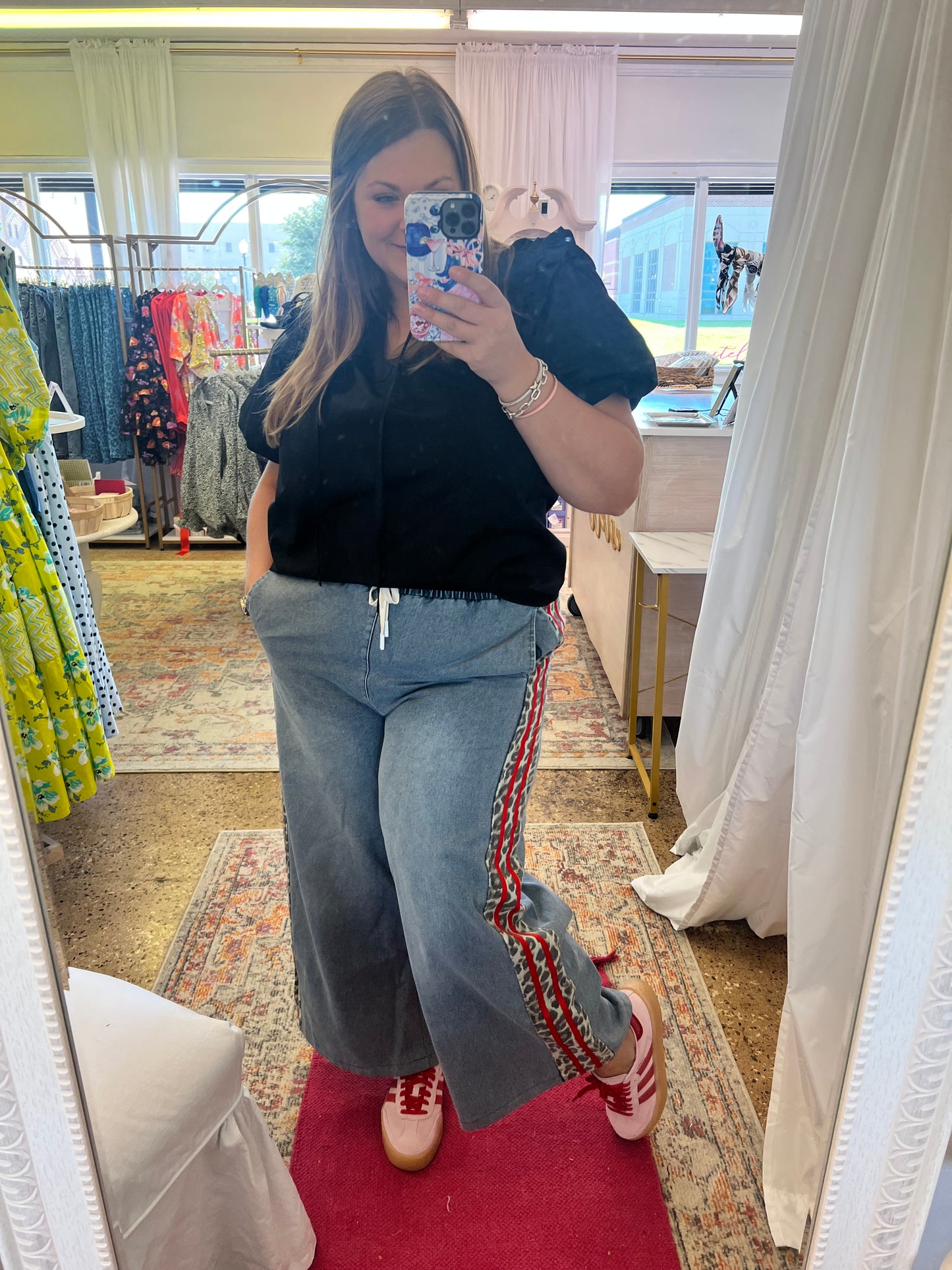 Wide Leg Cheetah Stripe Jeans