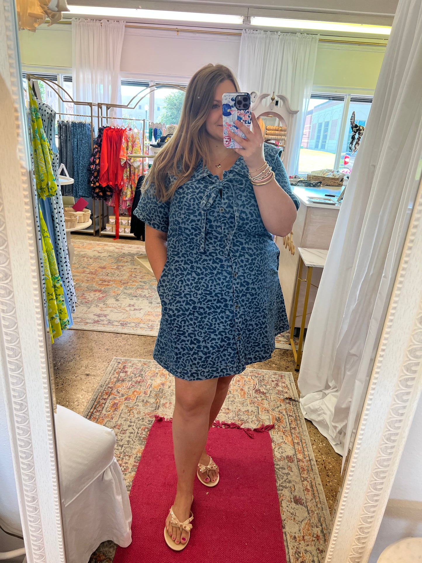 Denim Leopard Dress