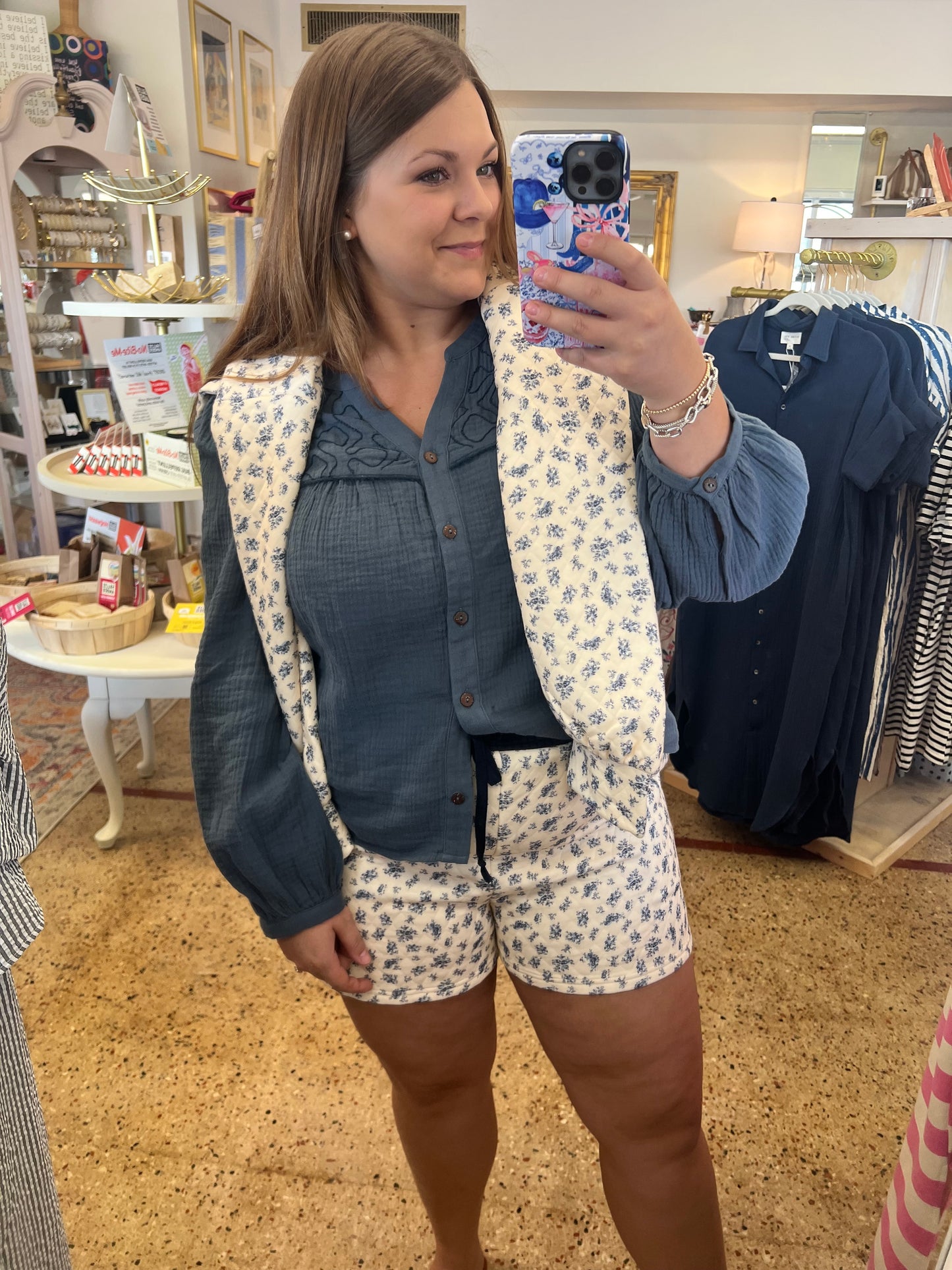 Embroidered Yoke Gauze Blouse