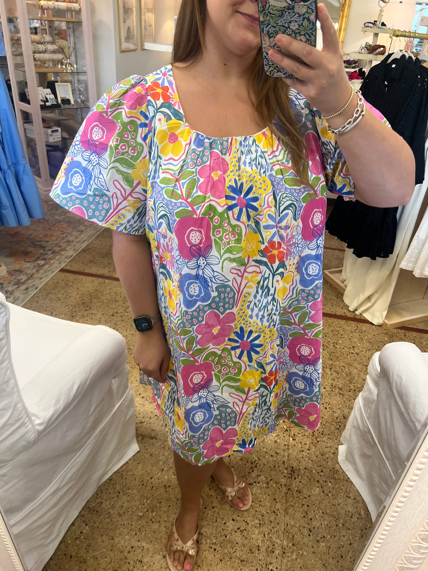 Floral Flutter Sleeve Mini Dress