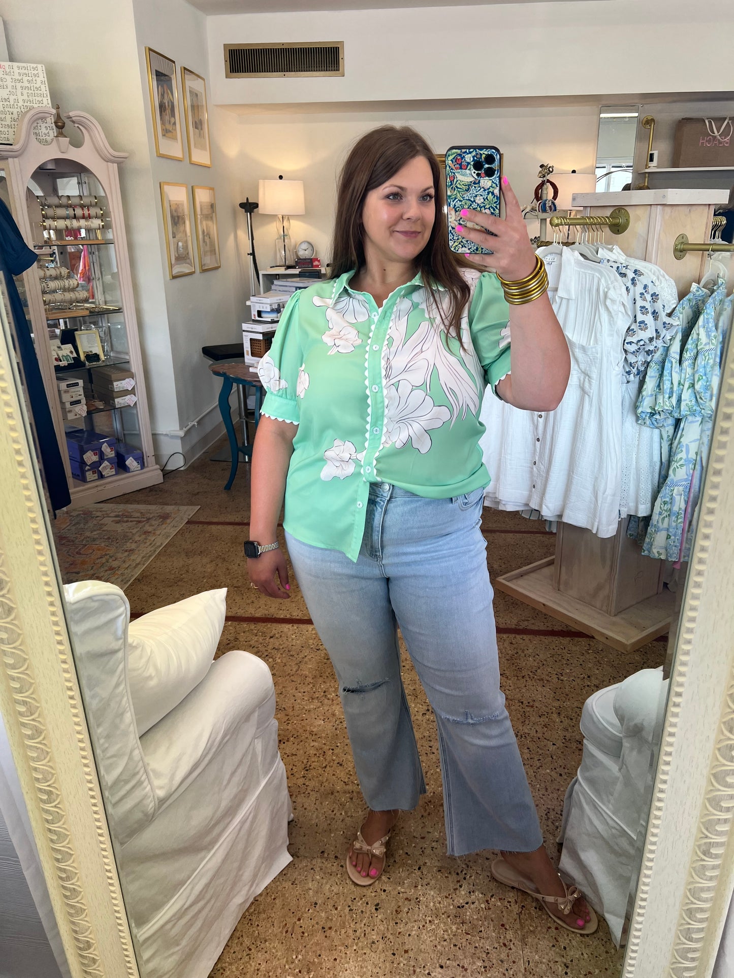 Ric Rac Floral Button Down