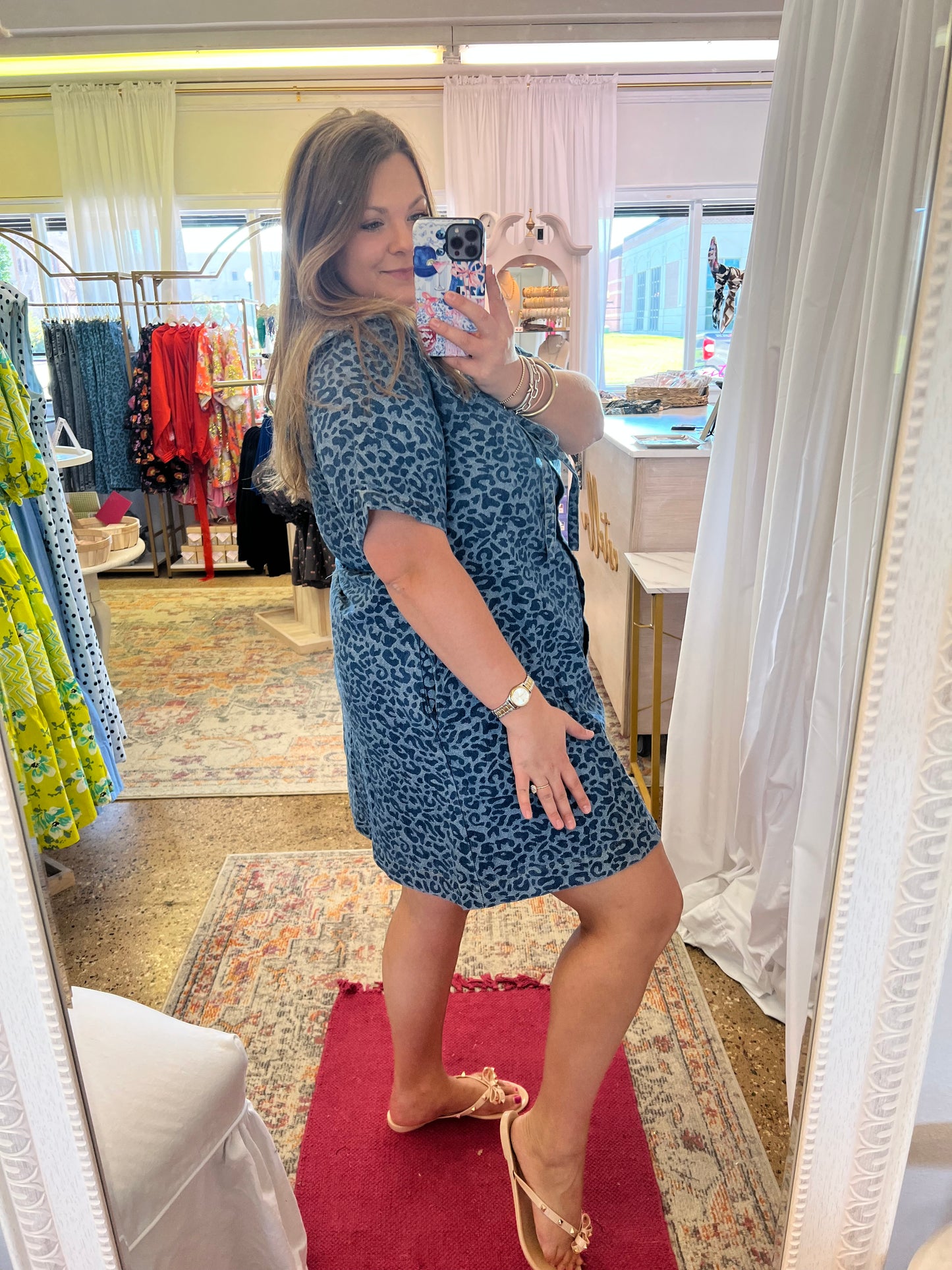Denim Leopard Dress