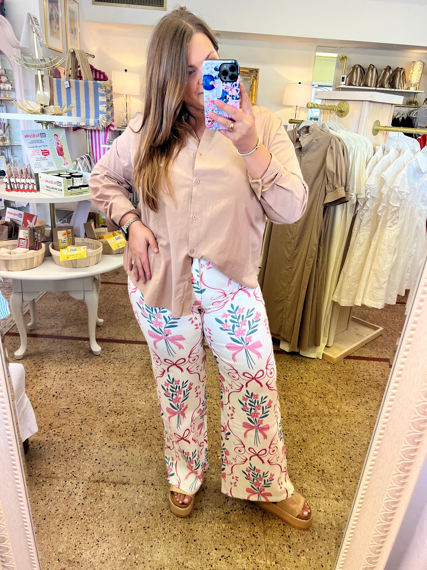 Flower Bow Print Jeans
